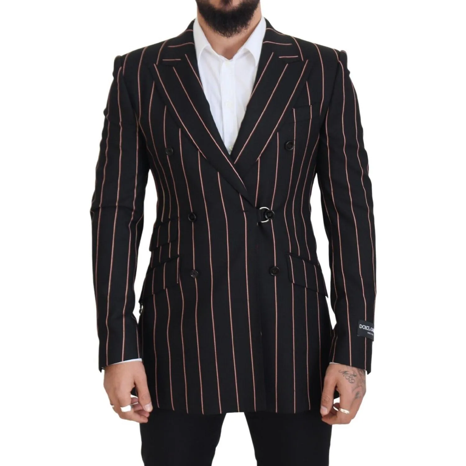 Dolce & Gabbana Elegant Slim Fit Double-Breasted Black Blazer