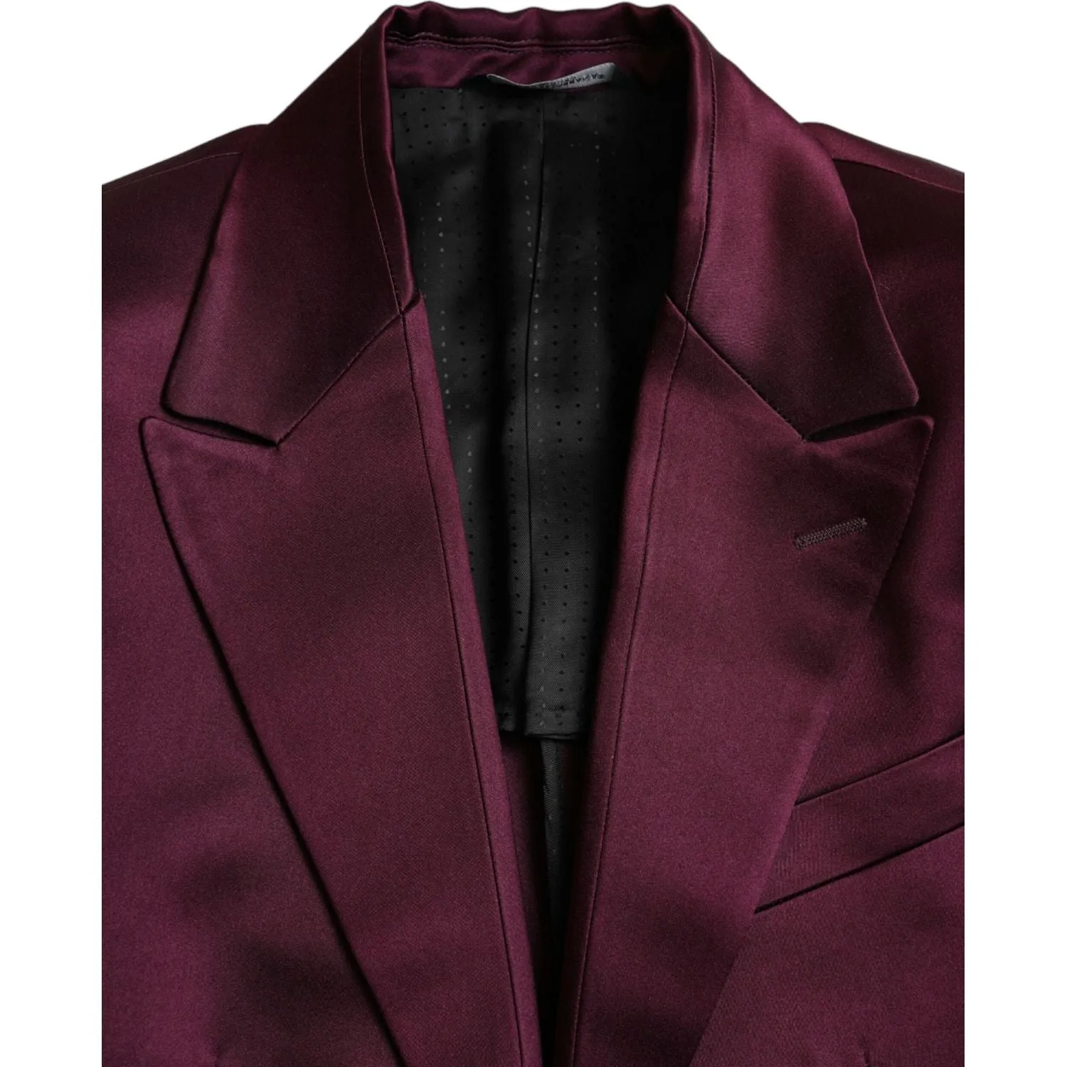 Dolce & Gabbana Maroon Silk Single Breasted Coat Blazer