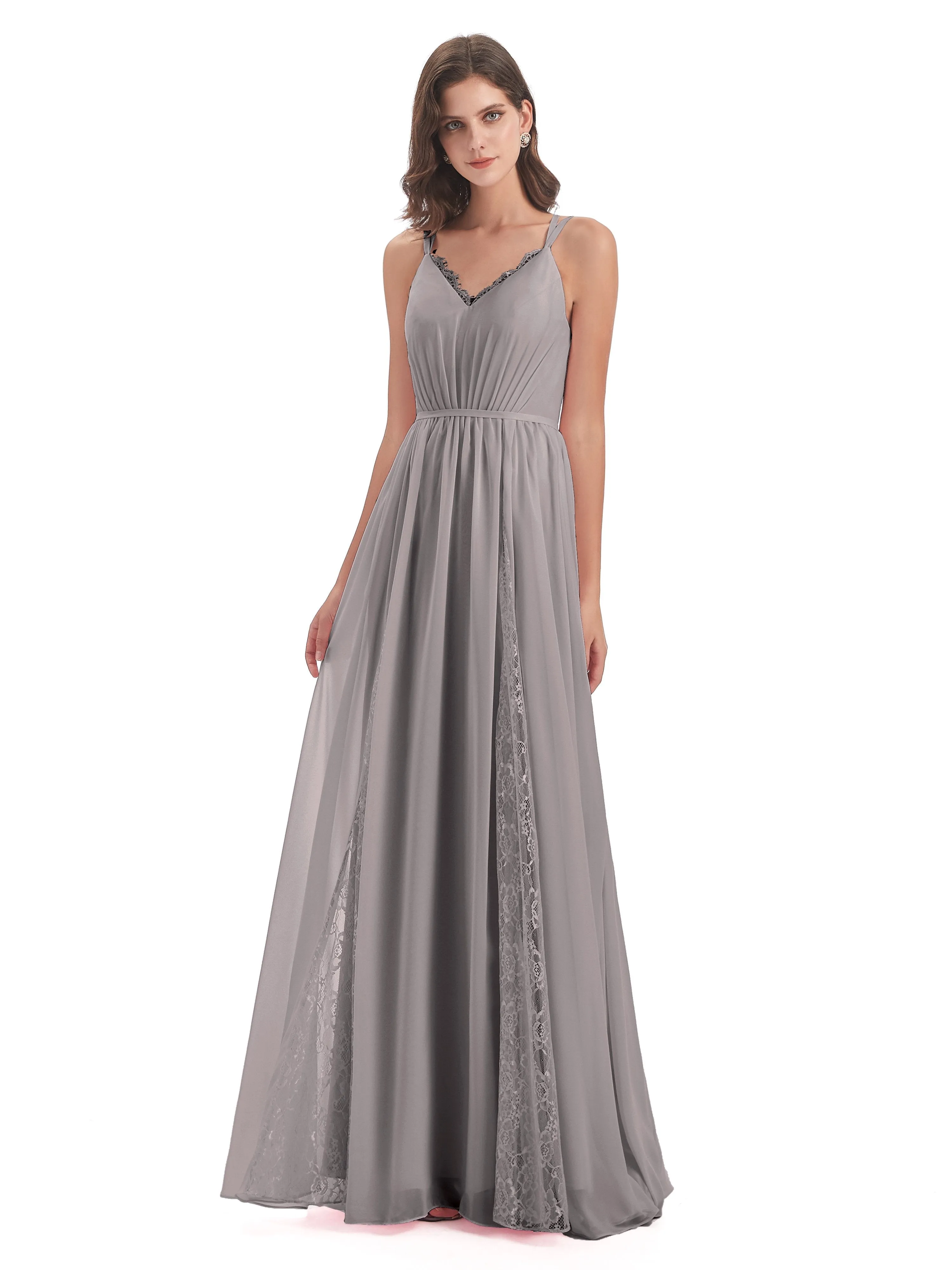 Eleanor Cute V-neck Long Bridesmaid Dresses