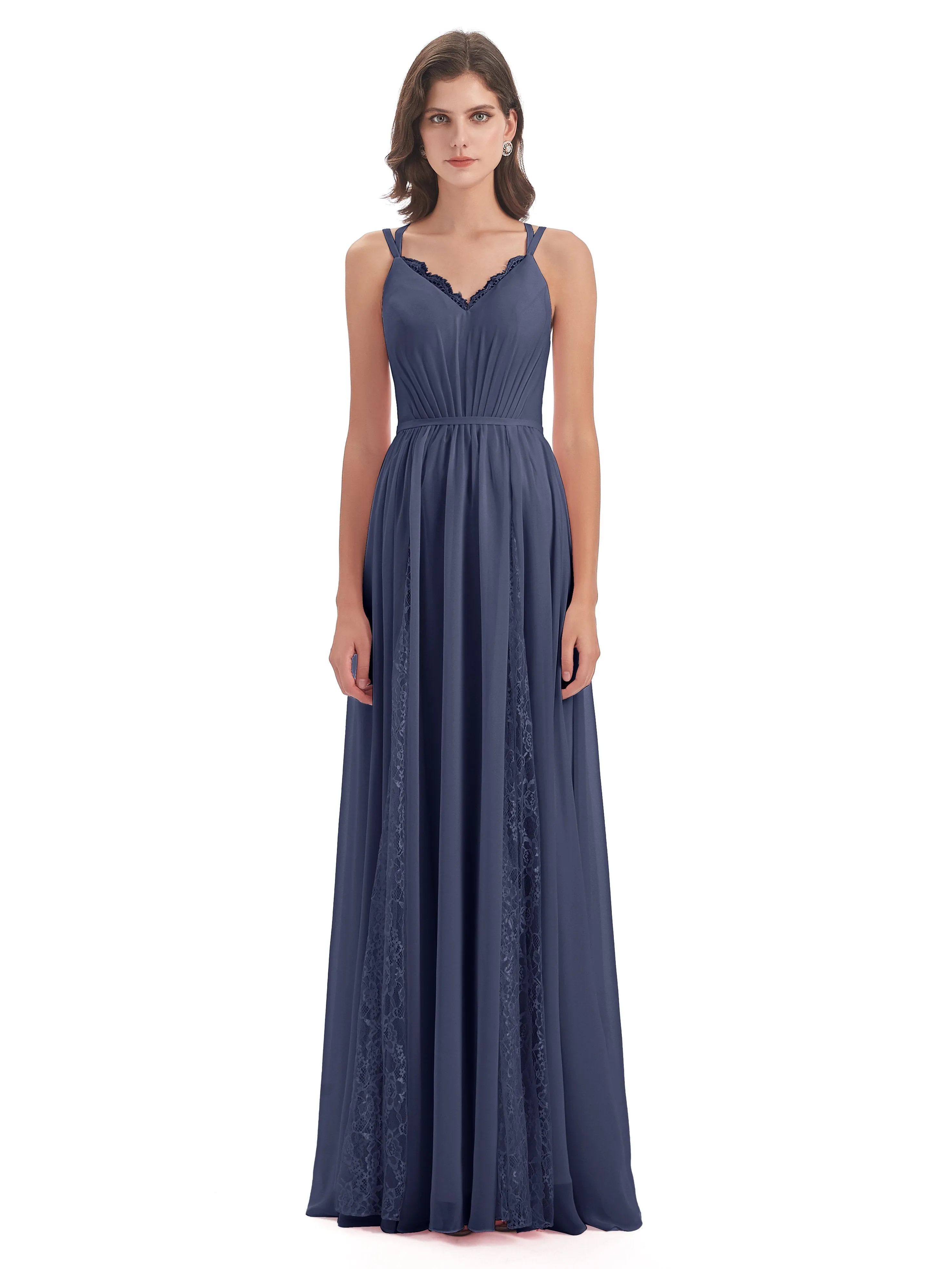 Eleanor Cute V-neck Long Bridesmaid Dresses