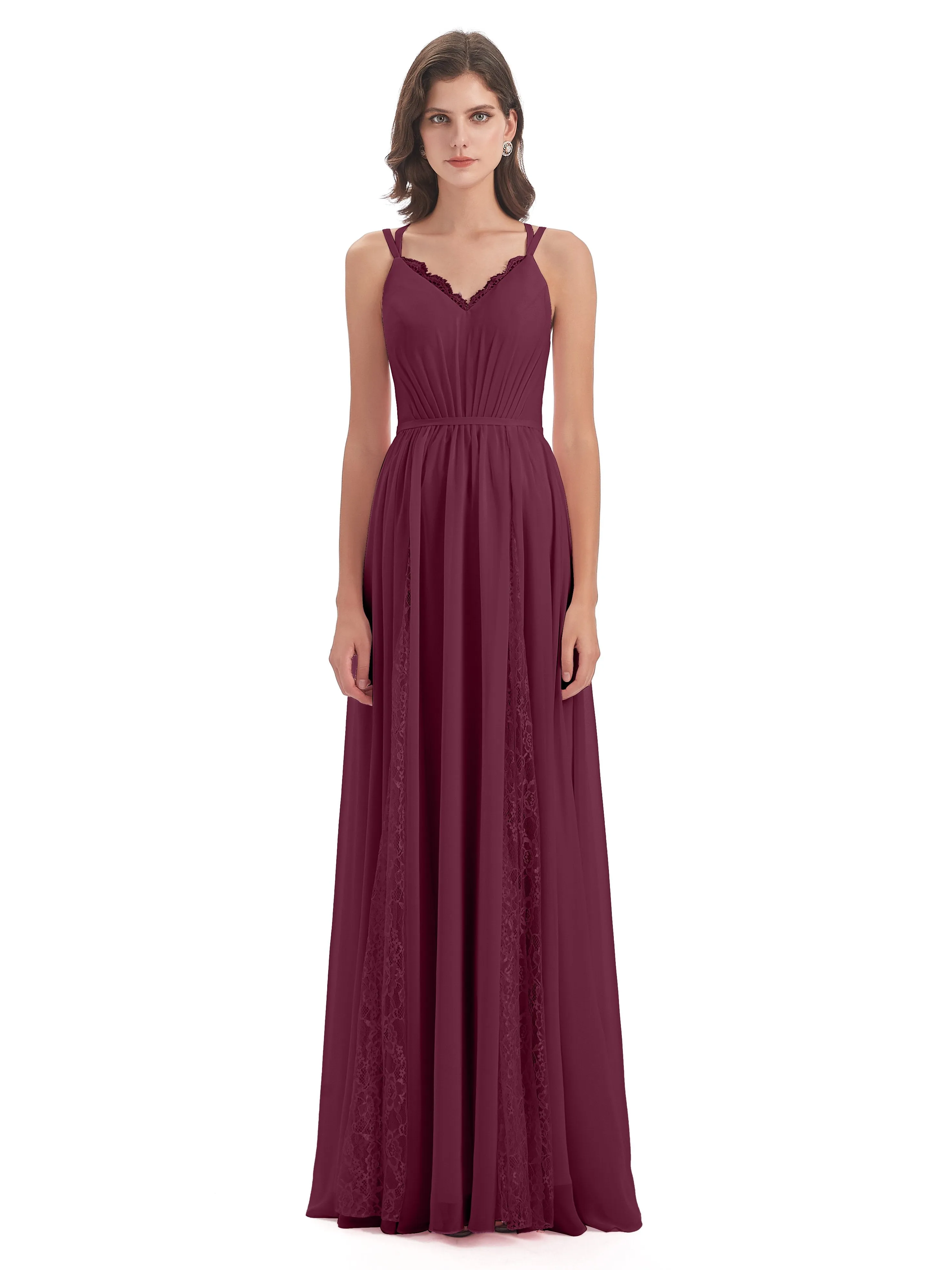 Eleanor Cute V-neck Long Bridesmaid Dresses