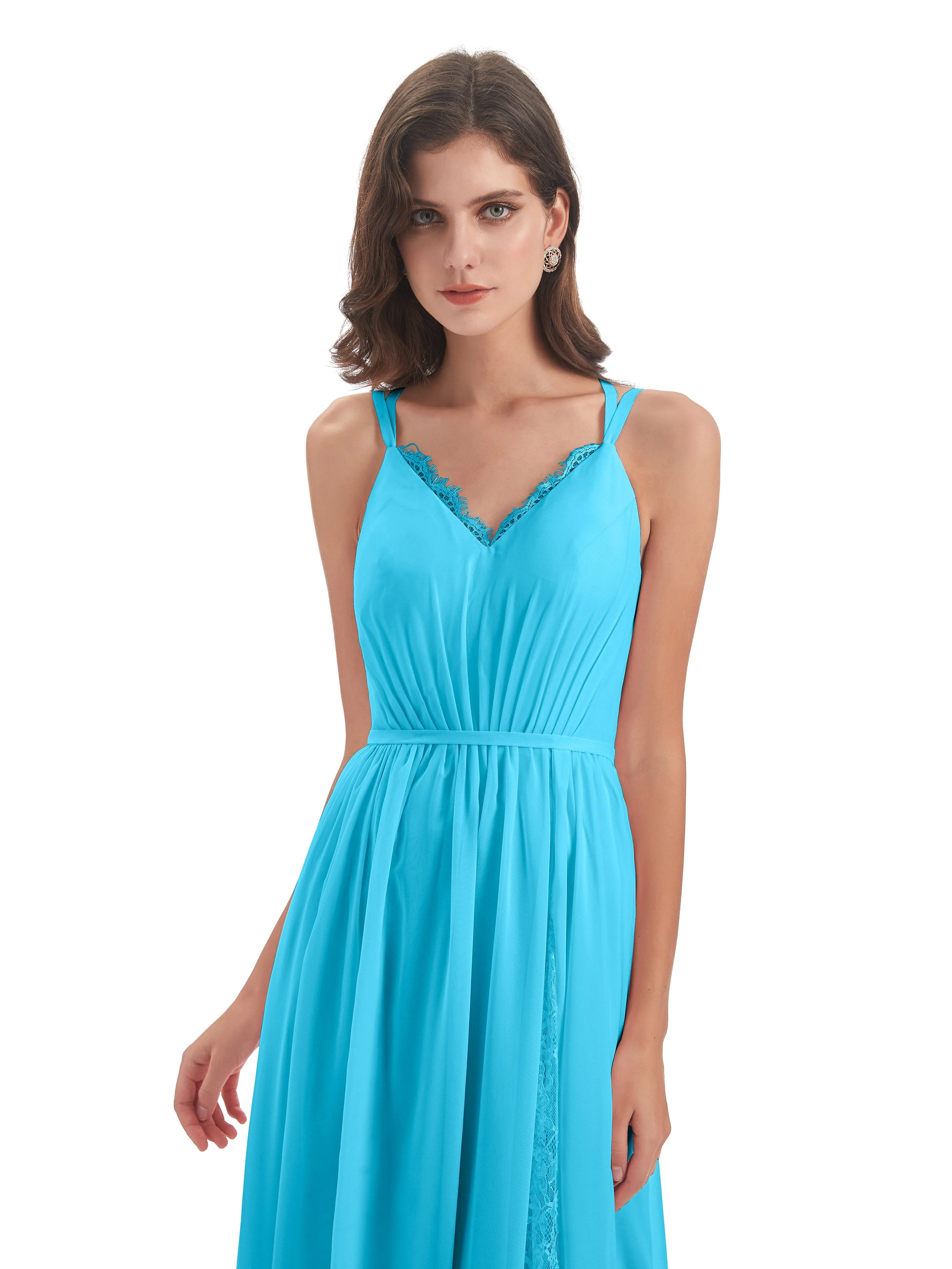 Eleanor Cute V-neck Long Bridesmaid Dresses