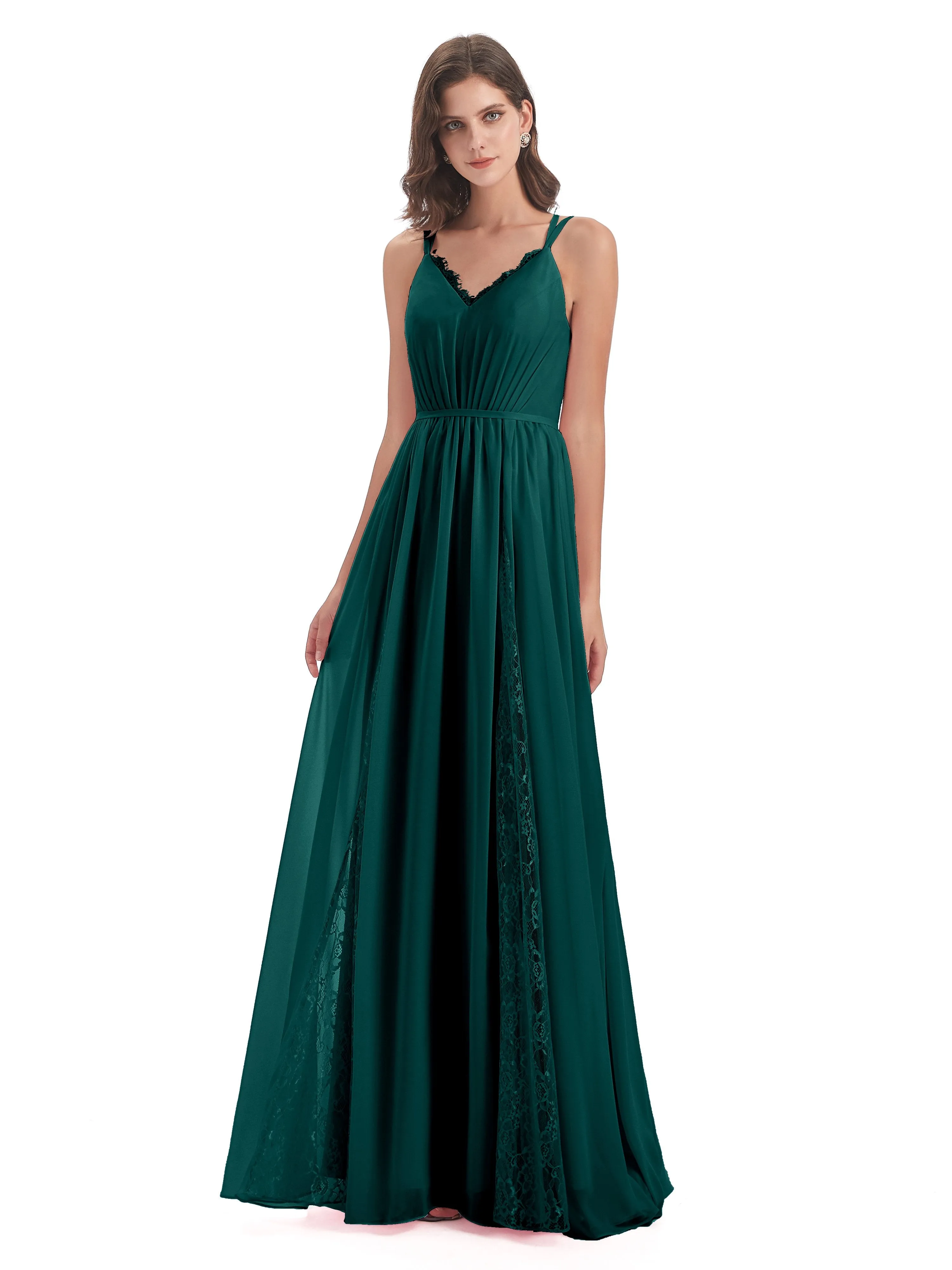 Eleanor Cute V-neck Long Bridesmaid Dresses