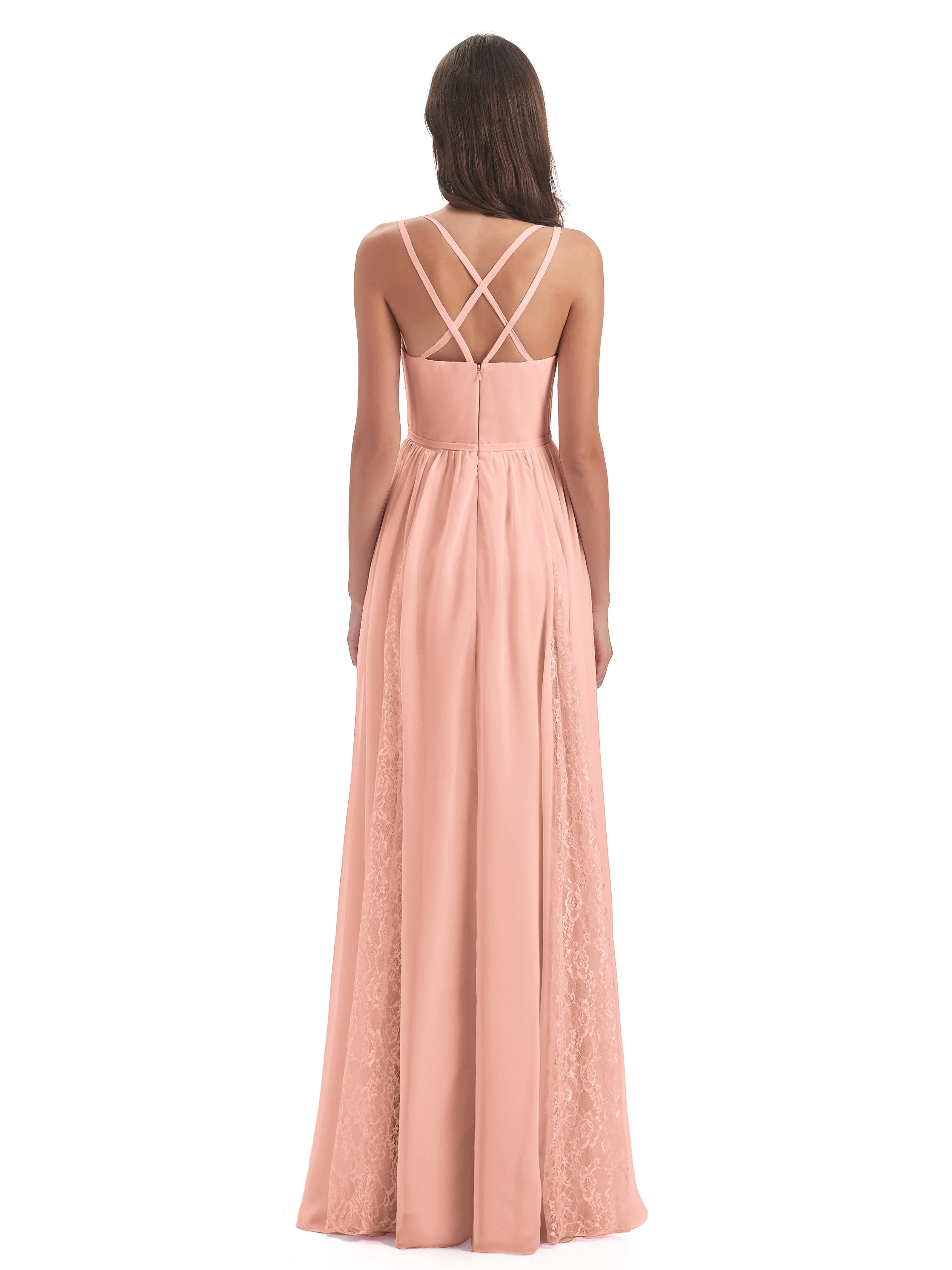 Eleanor Cute V-neck Long Bridesmaid Dresses