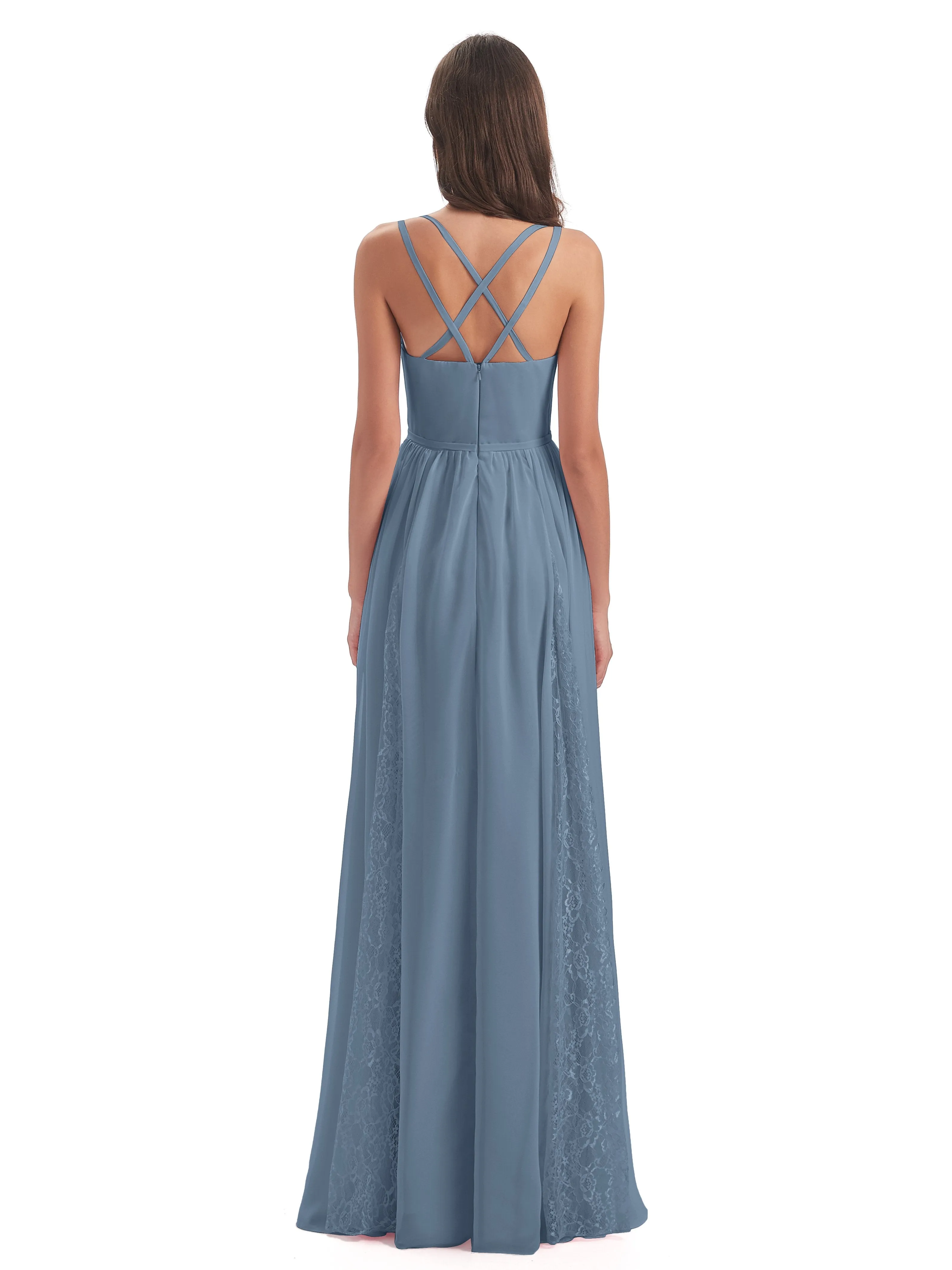 Eleanor Cute V-neck Long Bridesmaid Dresses