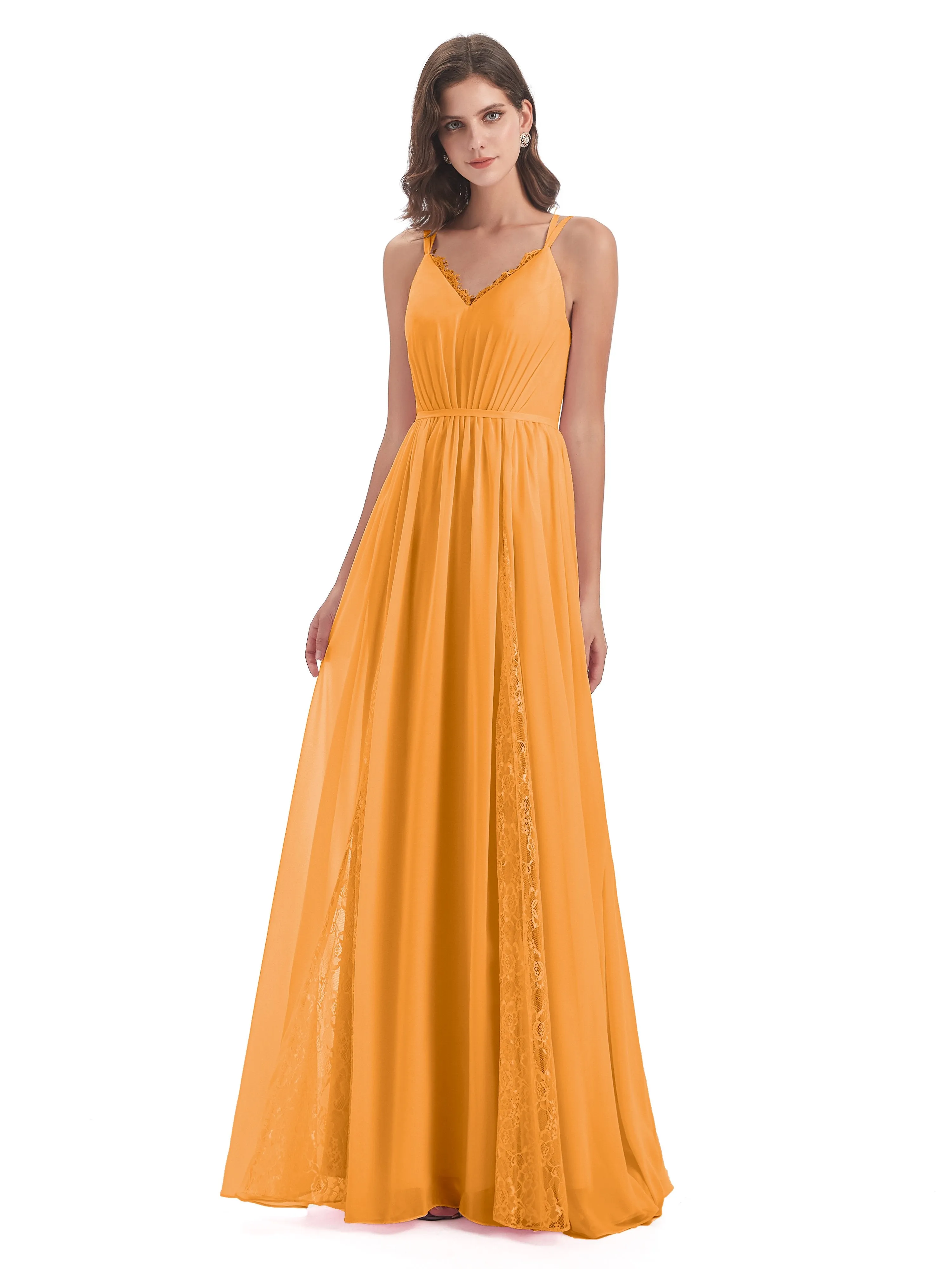 Eleanor Cute V-neck Long Bridesmaid Dresses