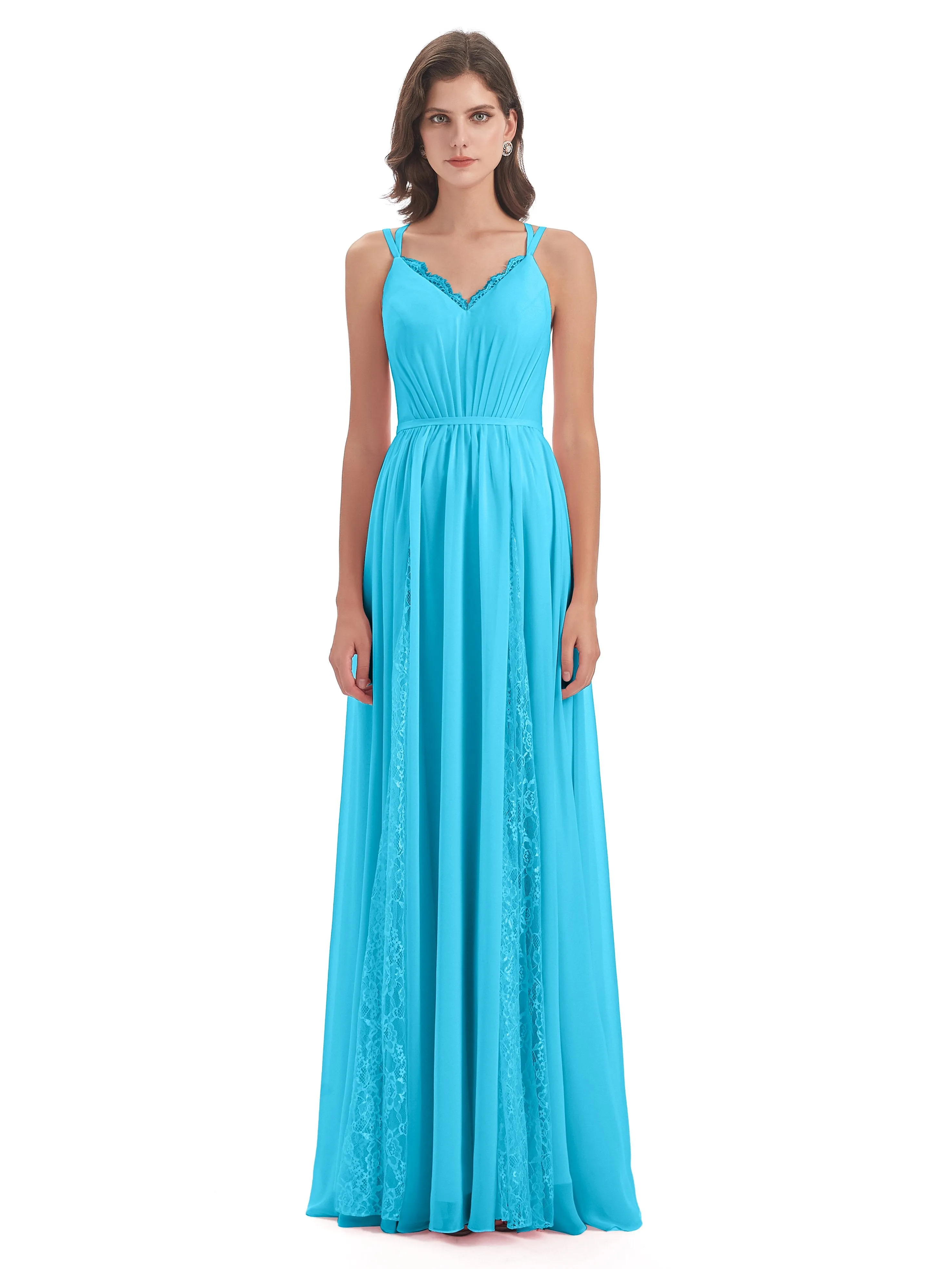 Eleanor Cute V-neck Long Bridesmaid Dresses