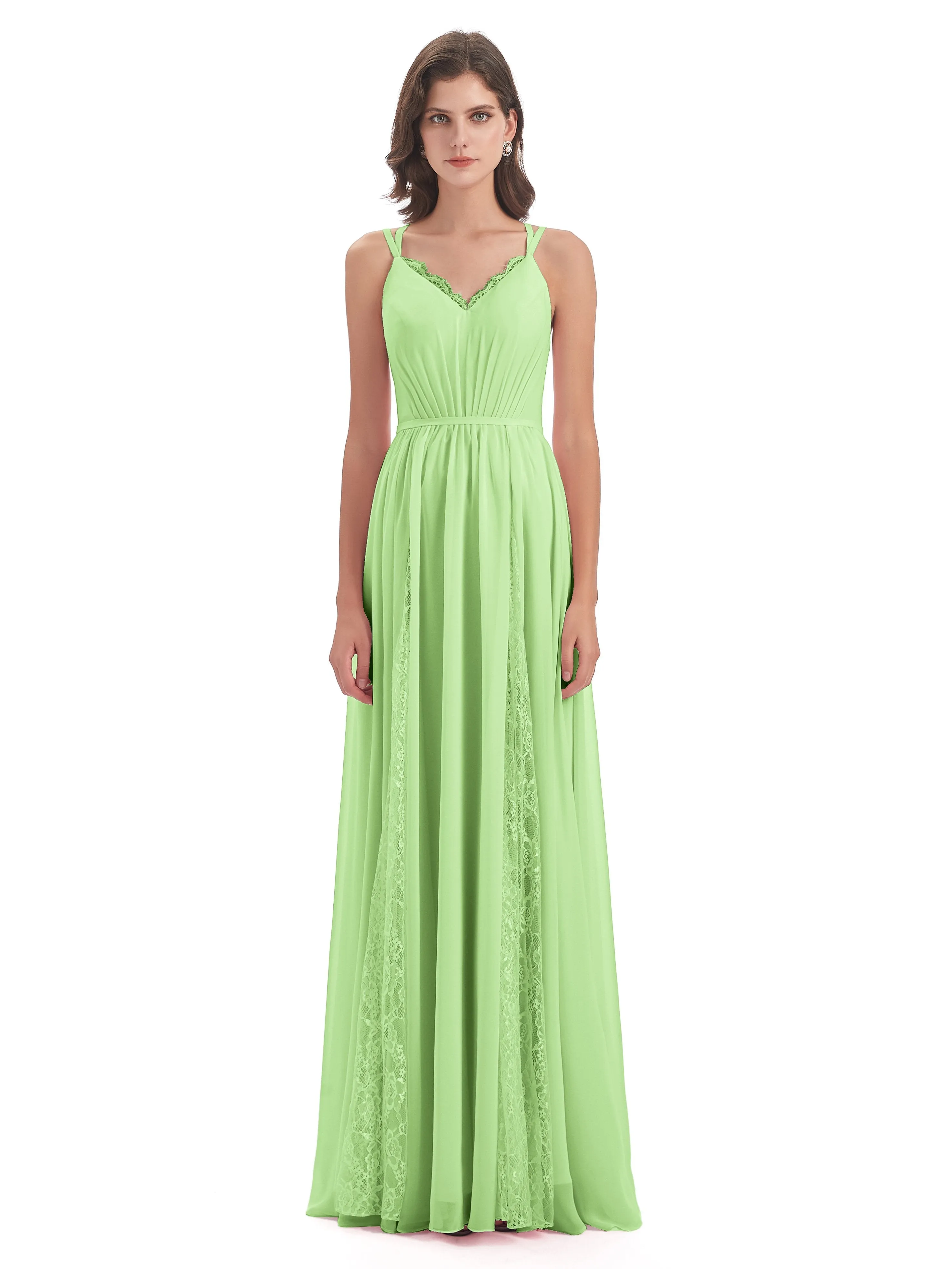 Eleanor Cute V-neck Long Bridesmaid Dresses