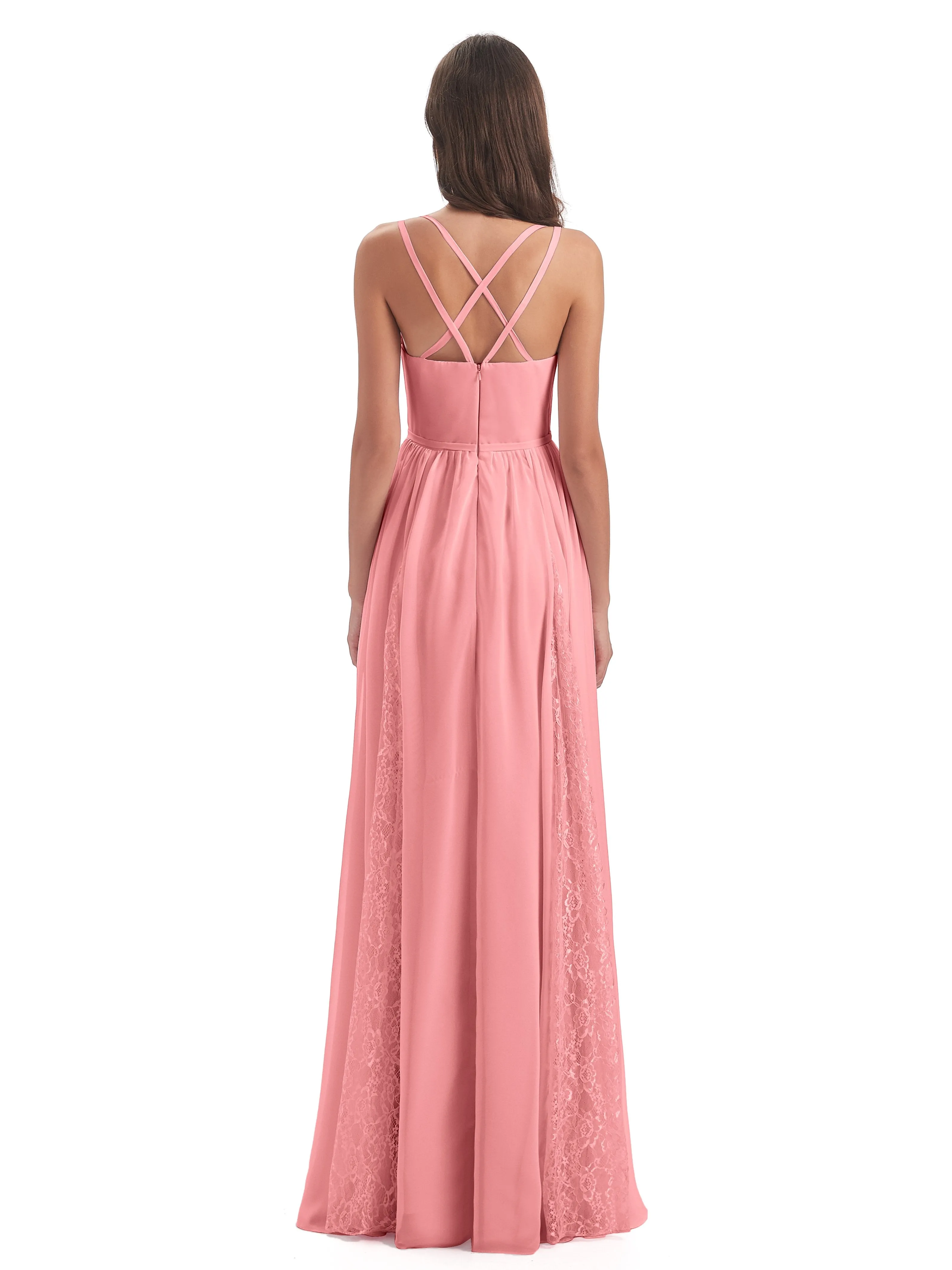 Eleanor Cute V-neck Long Bridesmaid Dresses