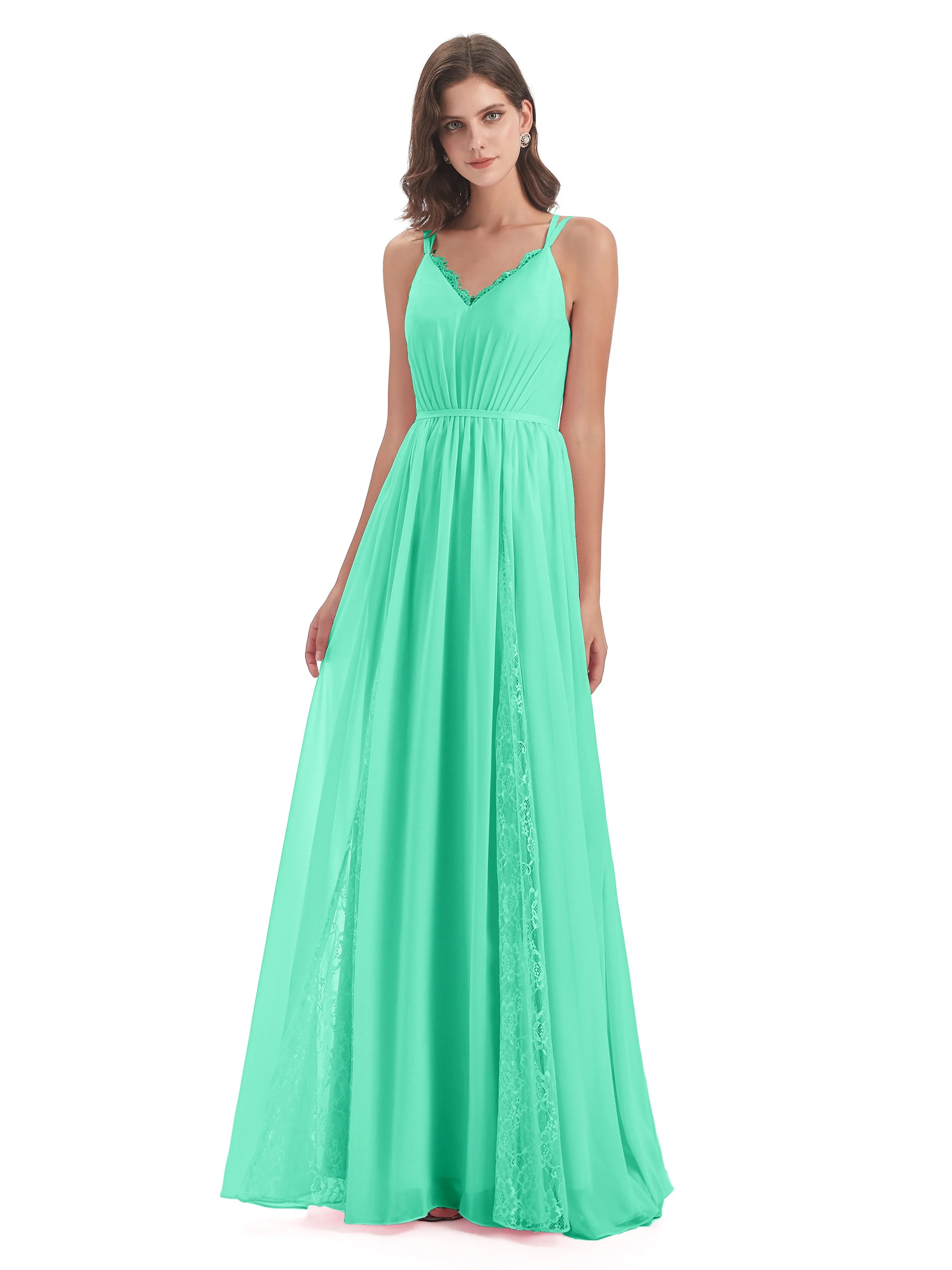 Eleanor Cute V-neck Long Bridesmaid Dresses