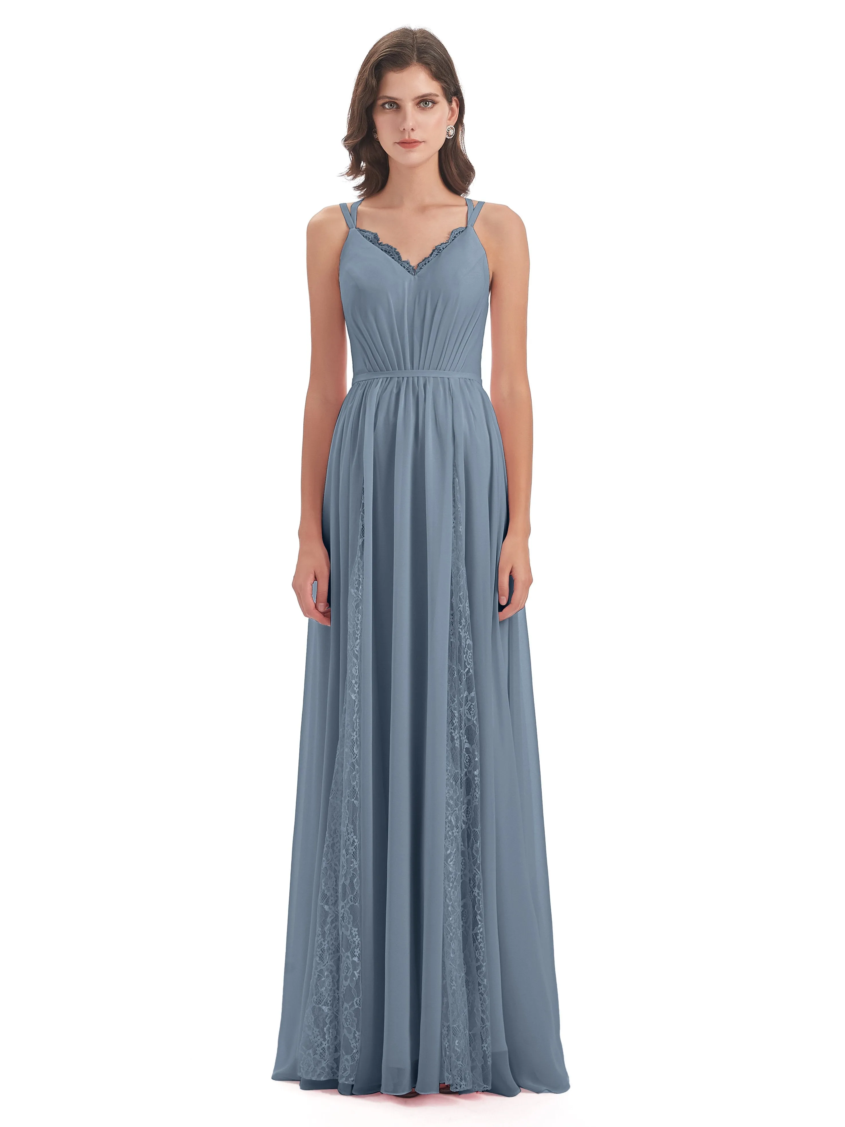 Eleanor Cute V-neck Long Bridesmaid Dresses