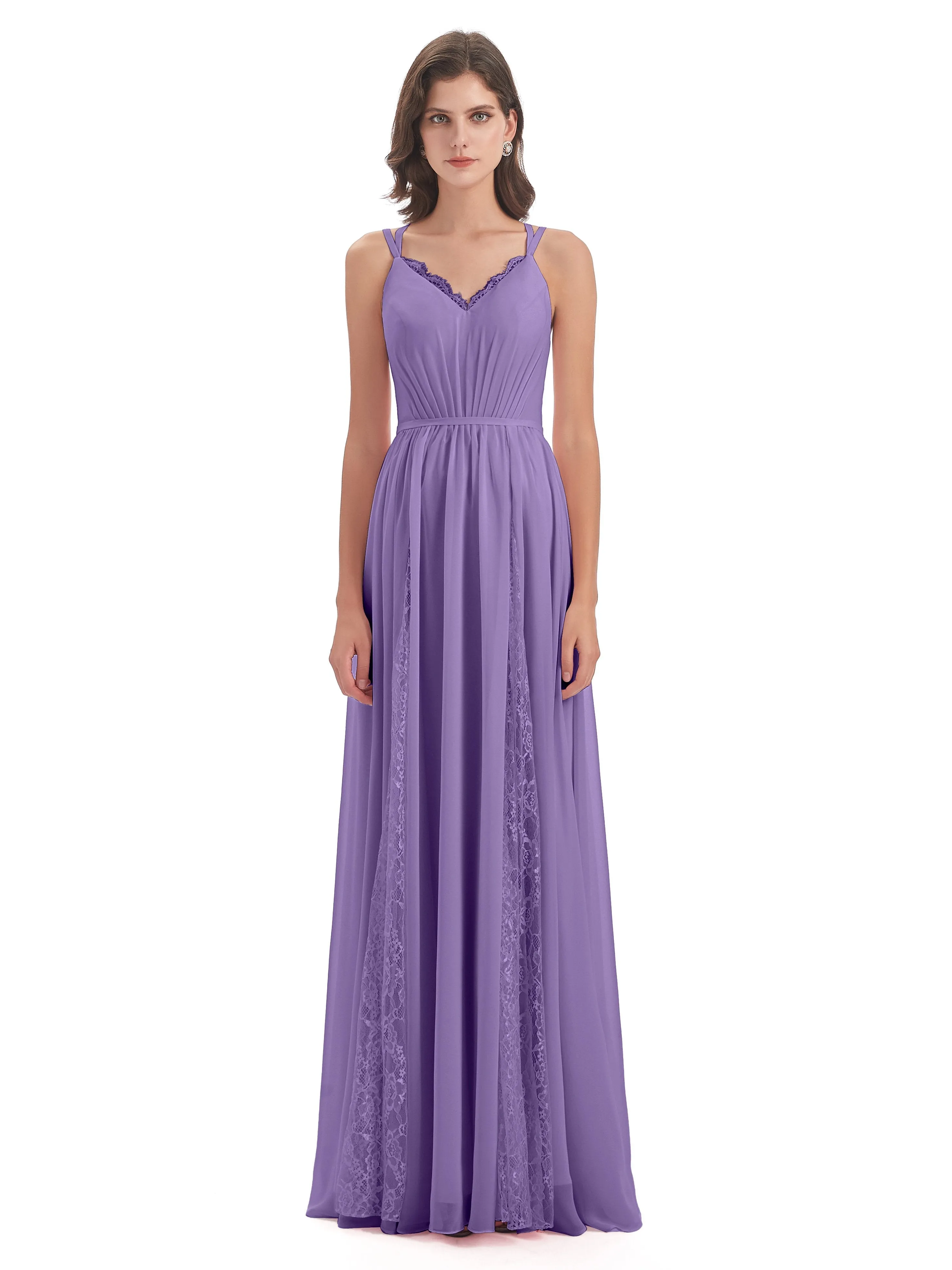 Eleanor Cute V-neck Long Bridesmaid Dresses