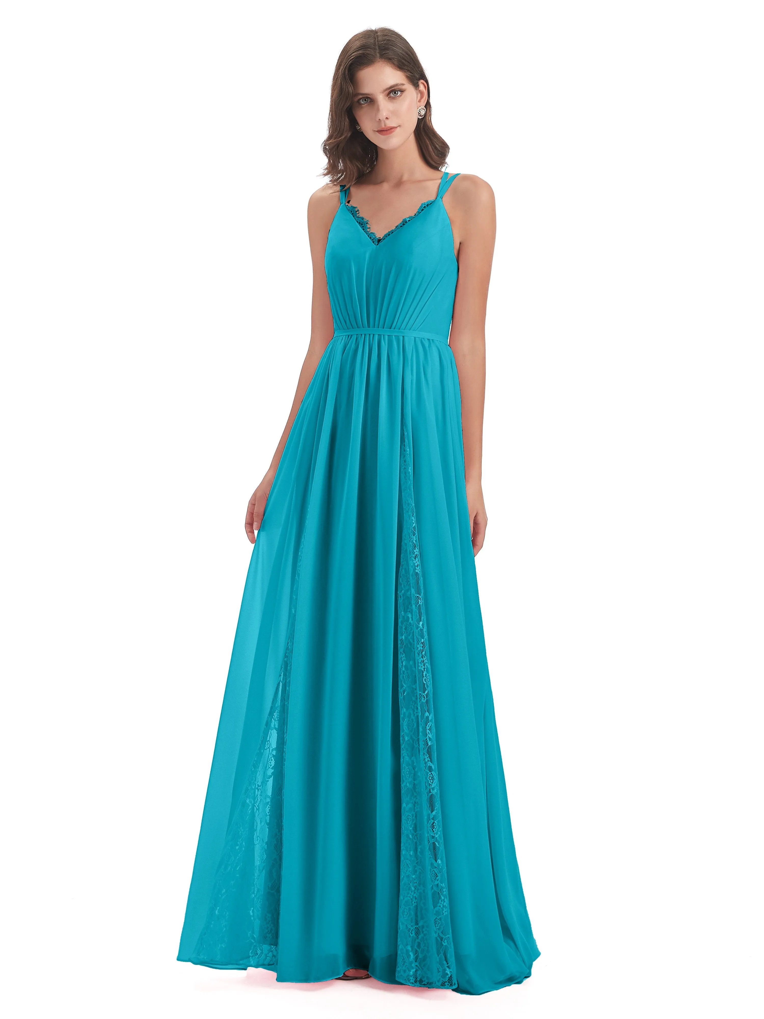 Eleanor Cute V-neck Long Bridesmaid Dresses