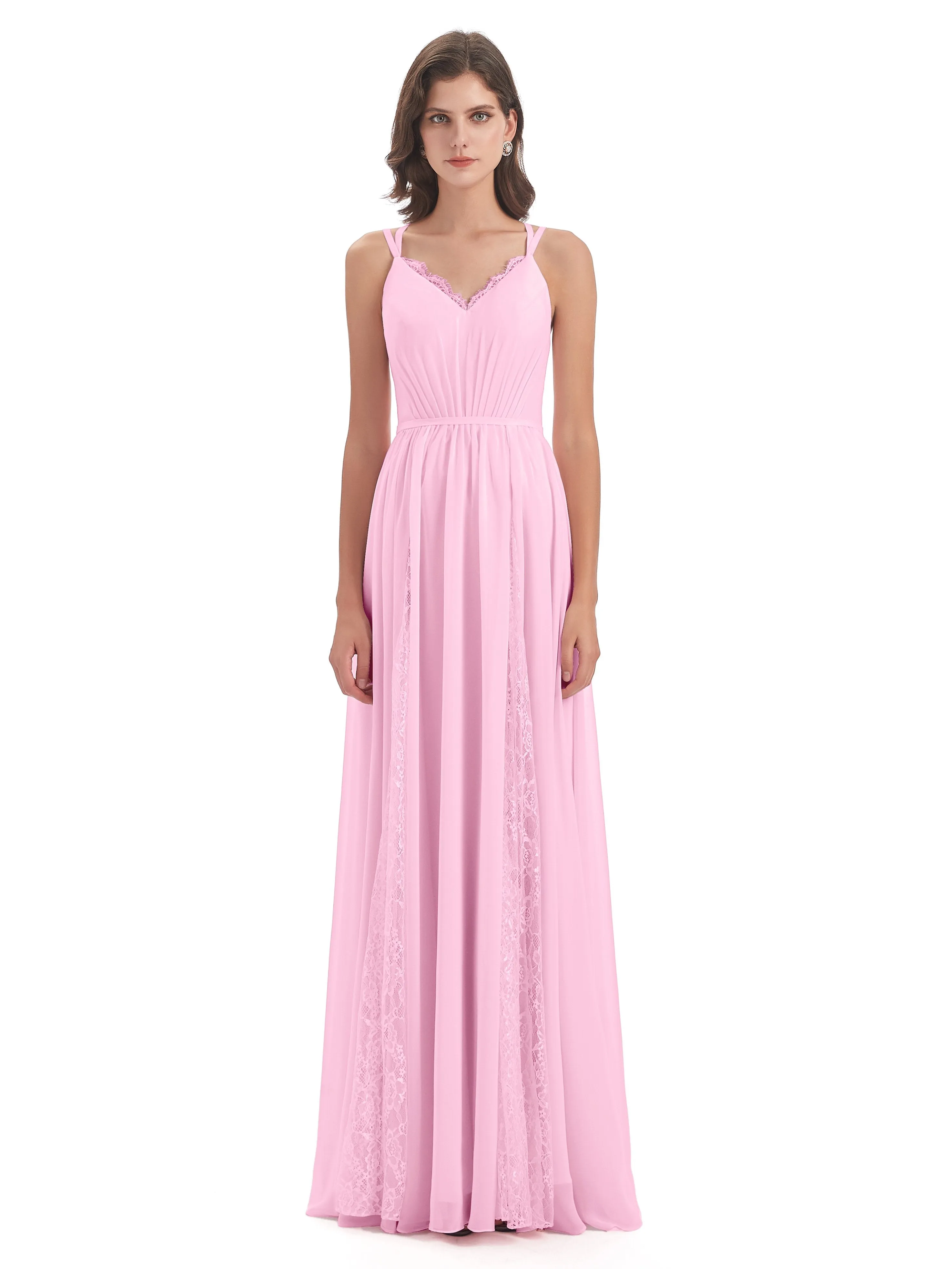 Eleanor Cute V-neck Long Bridesmaid Dresses