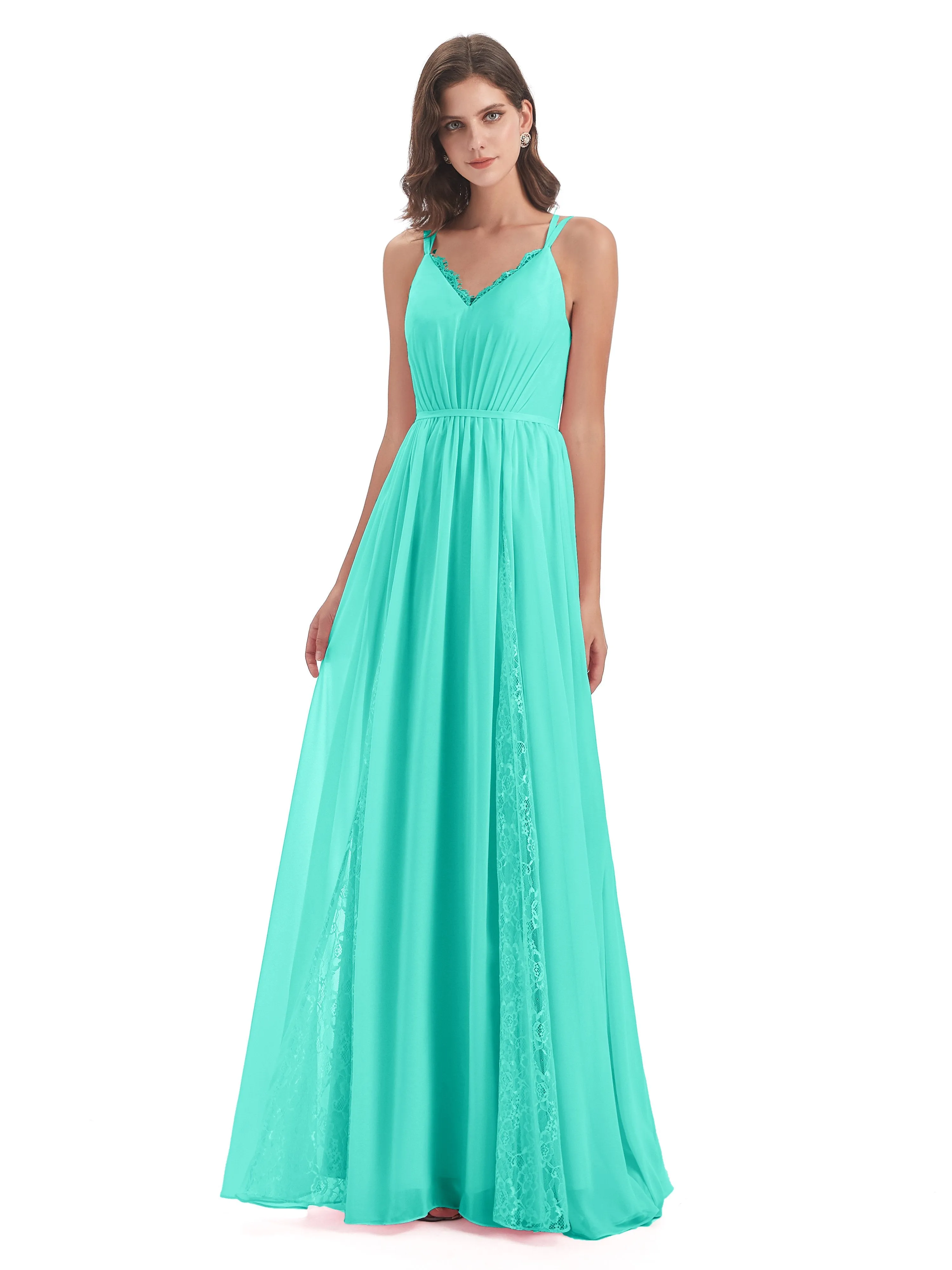 Eleanor Cute V-neck Long Bridesmaid Dresses