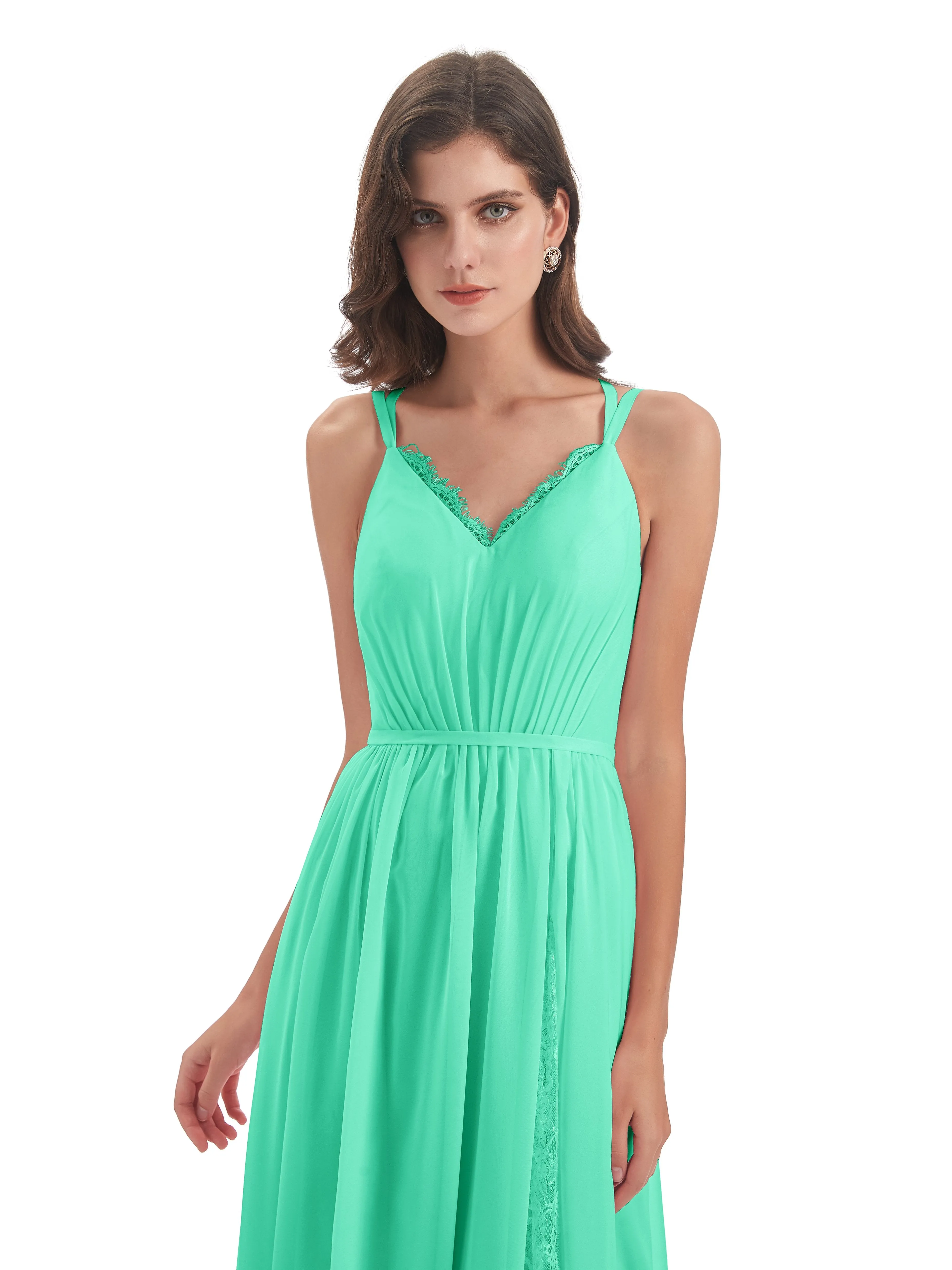 Eleanor Cute V-neck Long Bridesmaid Dresses