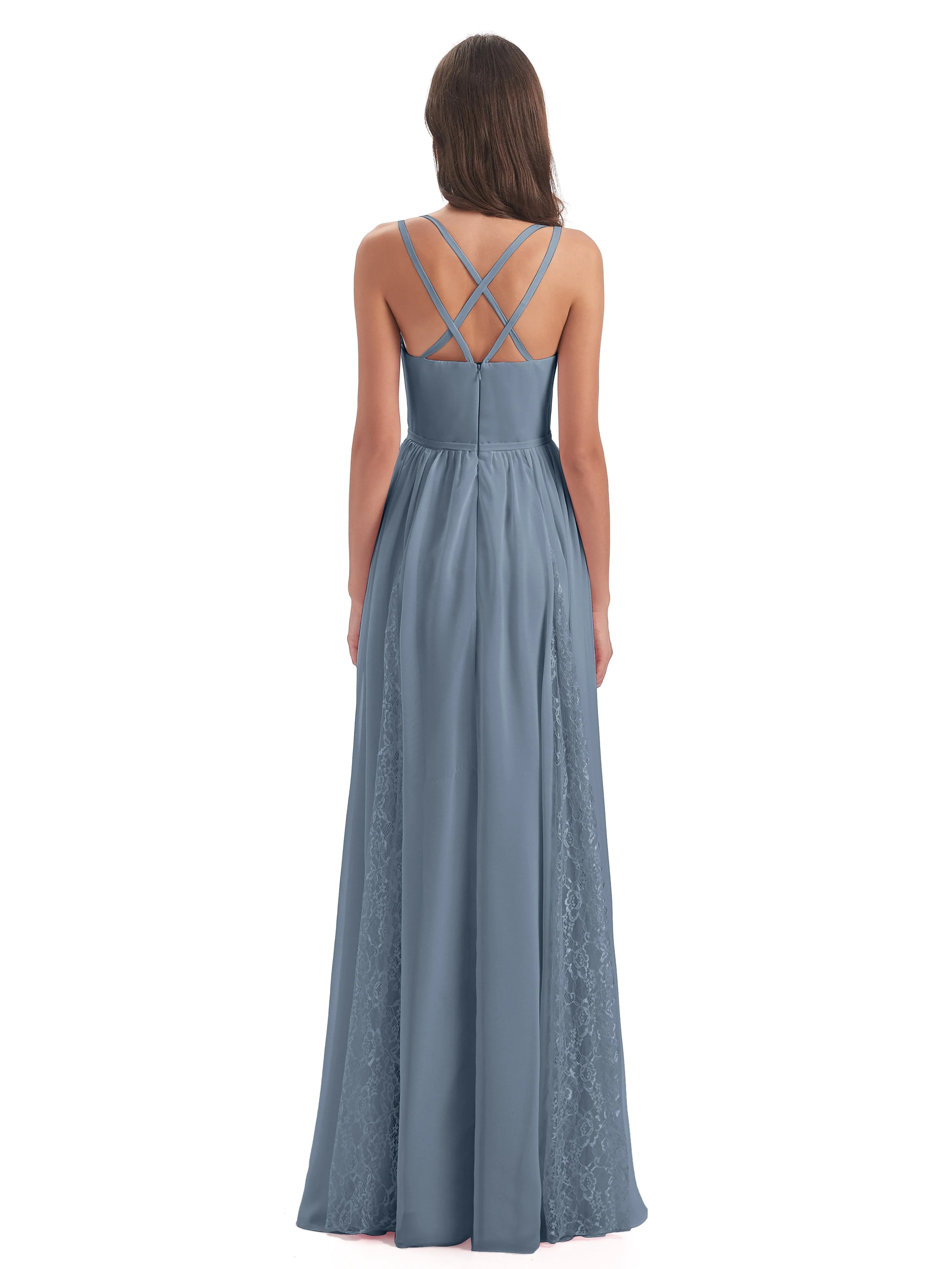 Eleanor Cute V-neck Long Bridesmaid Dresses