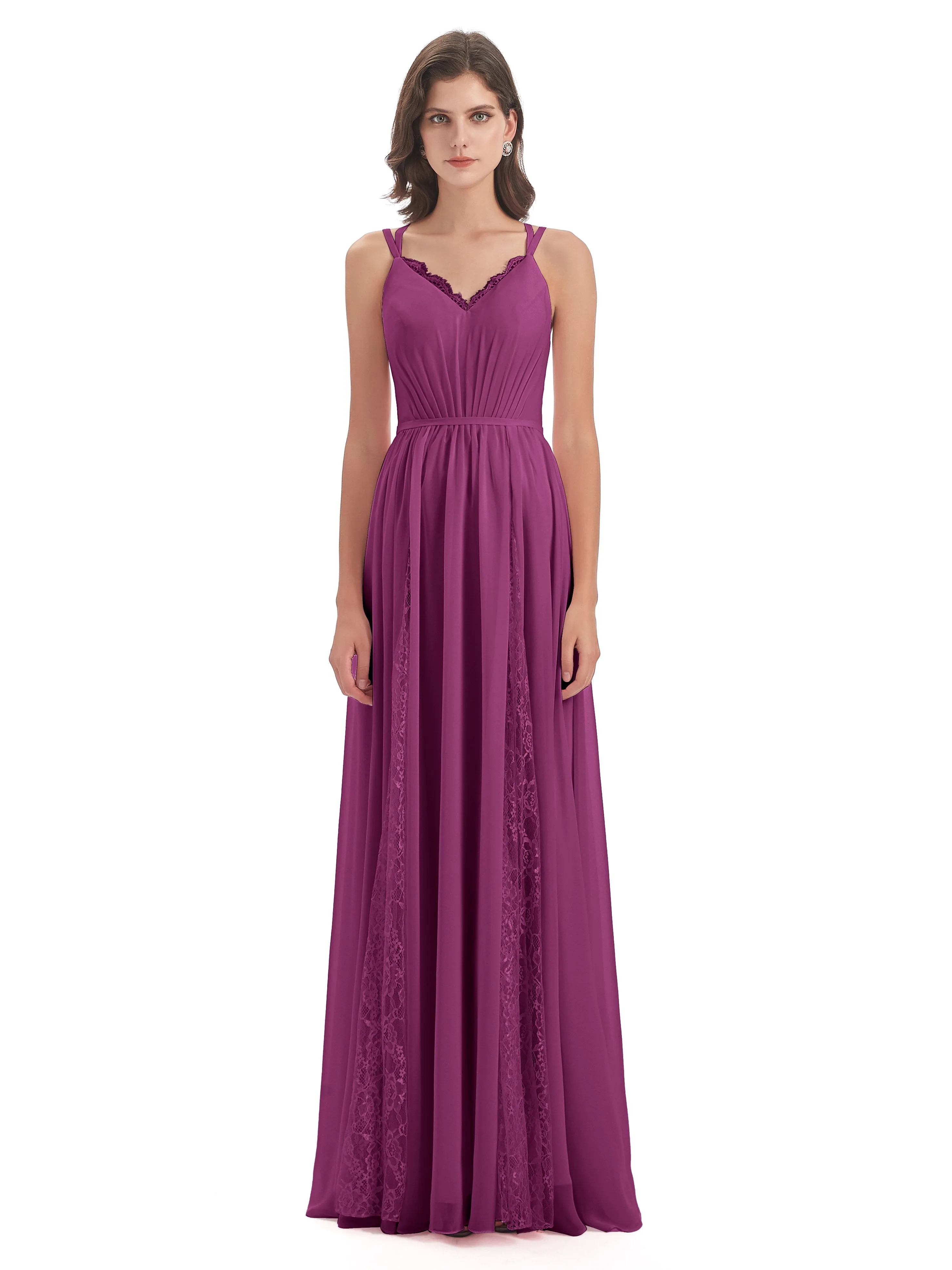 Eleanor Cute V-neck Long Bridesmaid Dresses