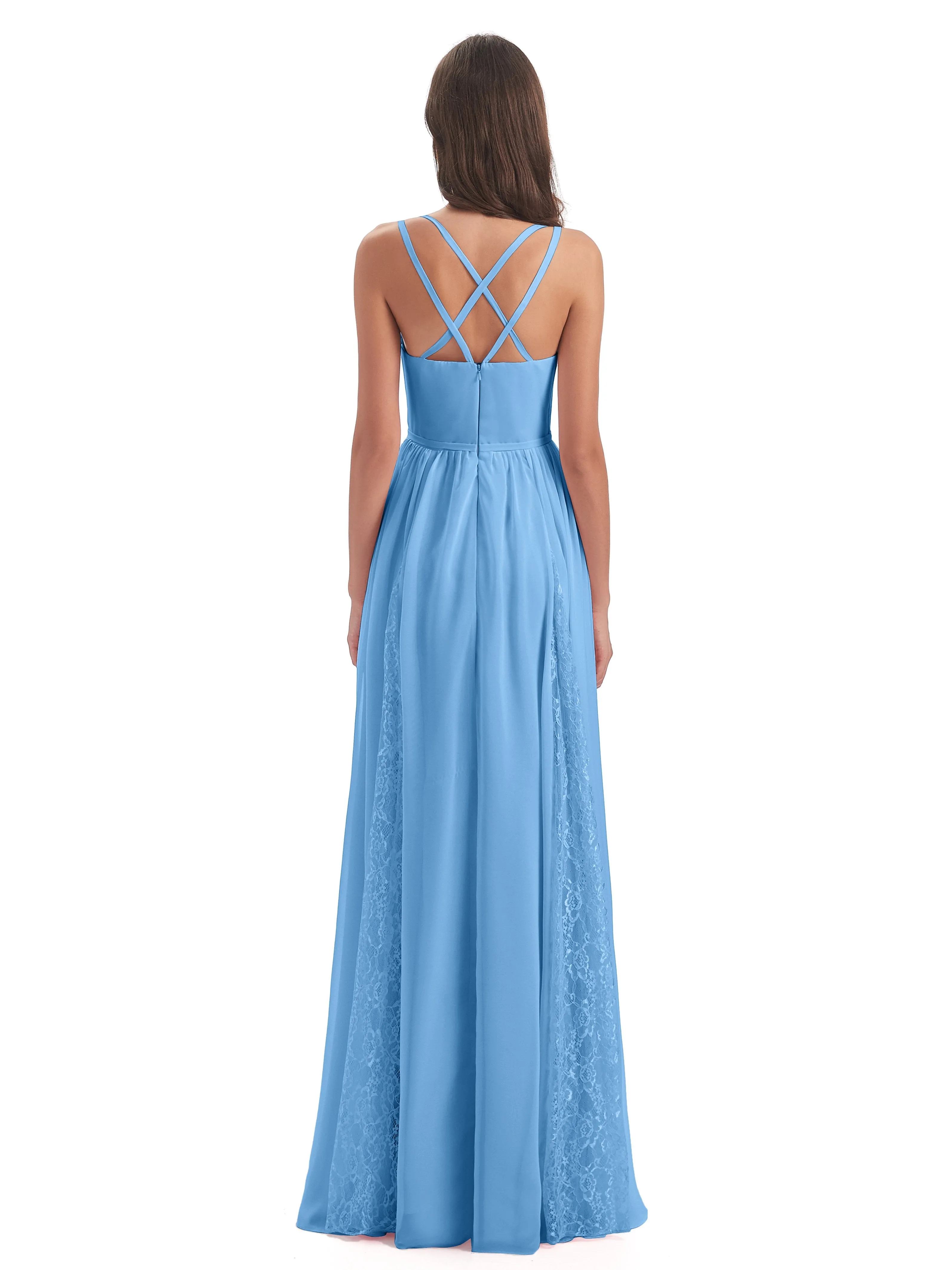 Eleanor Cute V-neck Long Bridesmaid Dresses