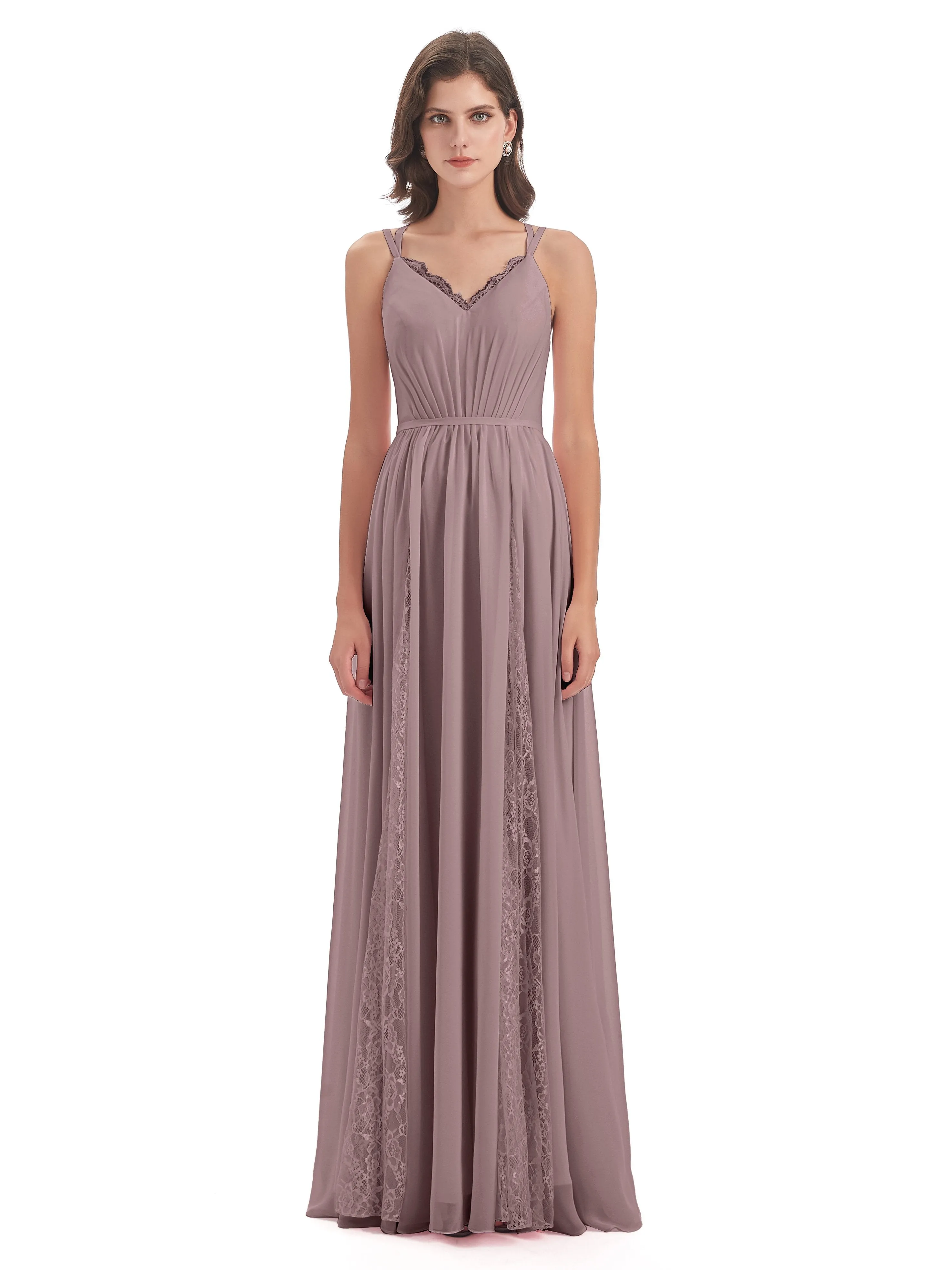 Eleanor Cute V-neck Long Bridesmaid Dresses