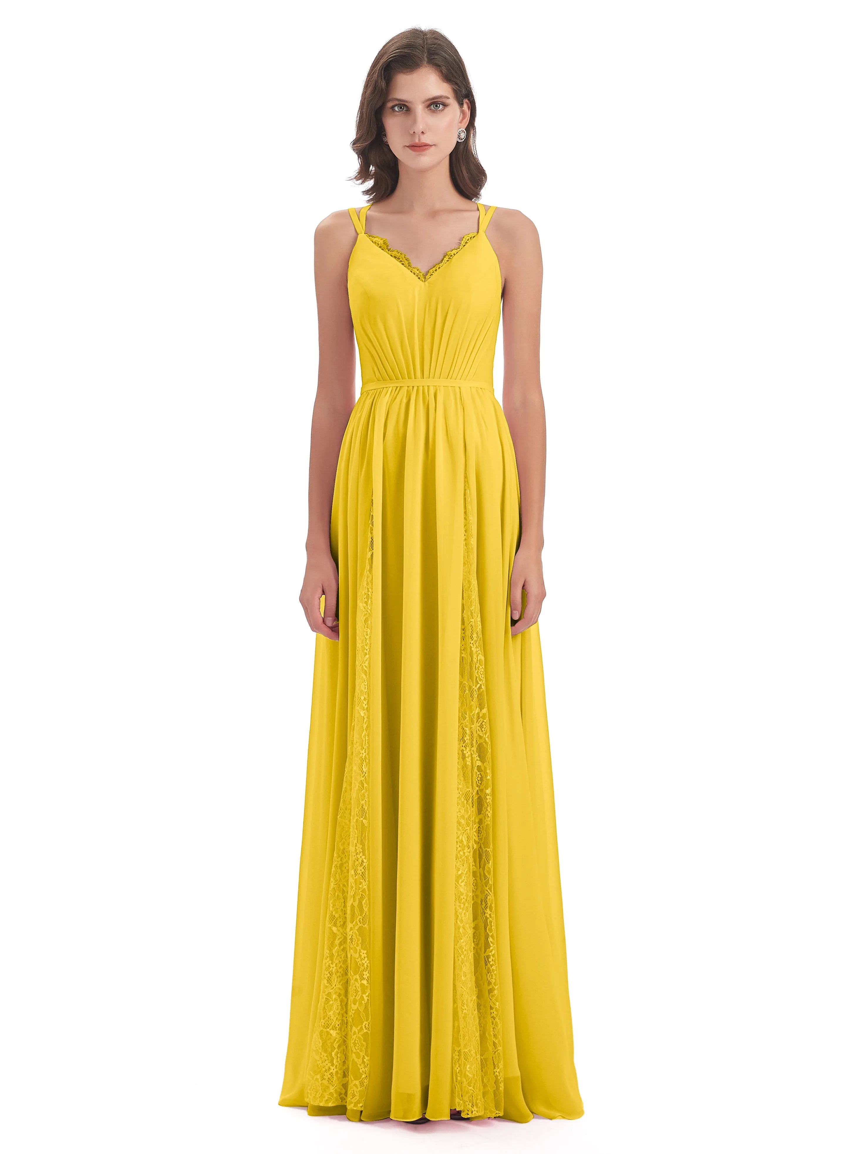 Eleanor Cute V-neck Long Bridesmaid Dresses