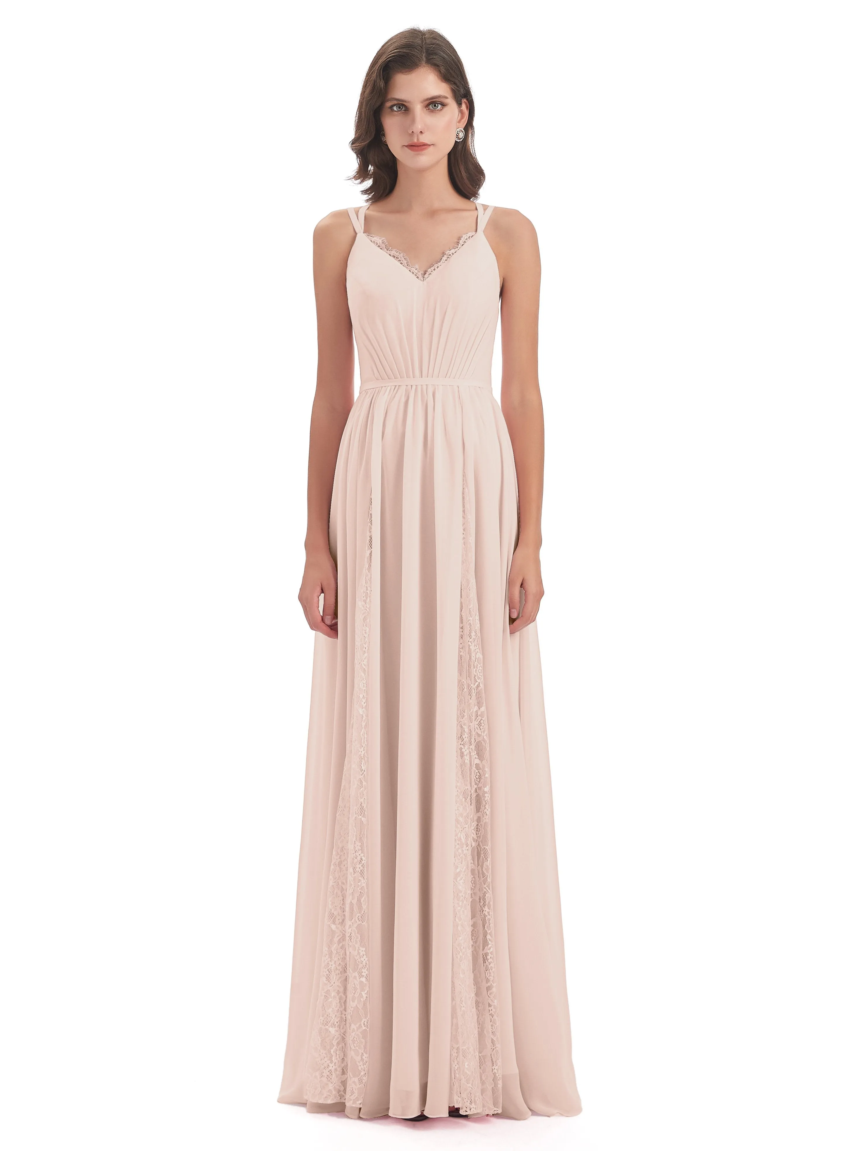 Eleanor Cute V-neck Long Bridesmaid Dresses