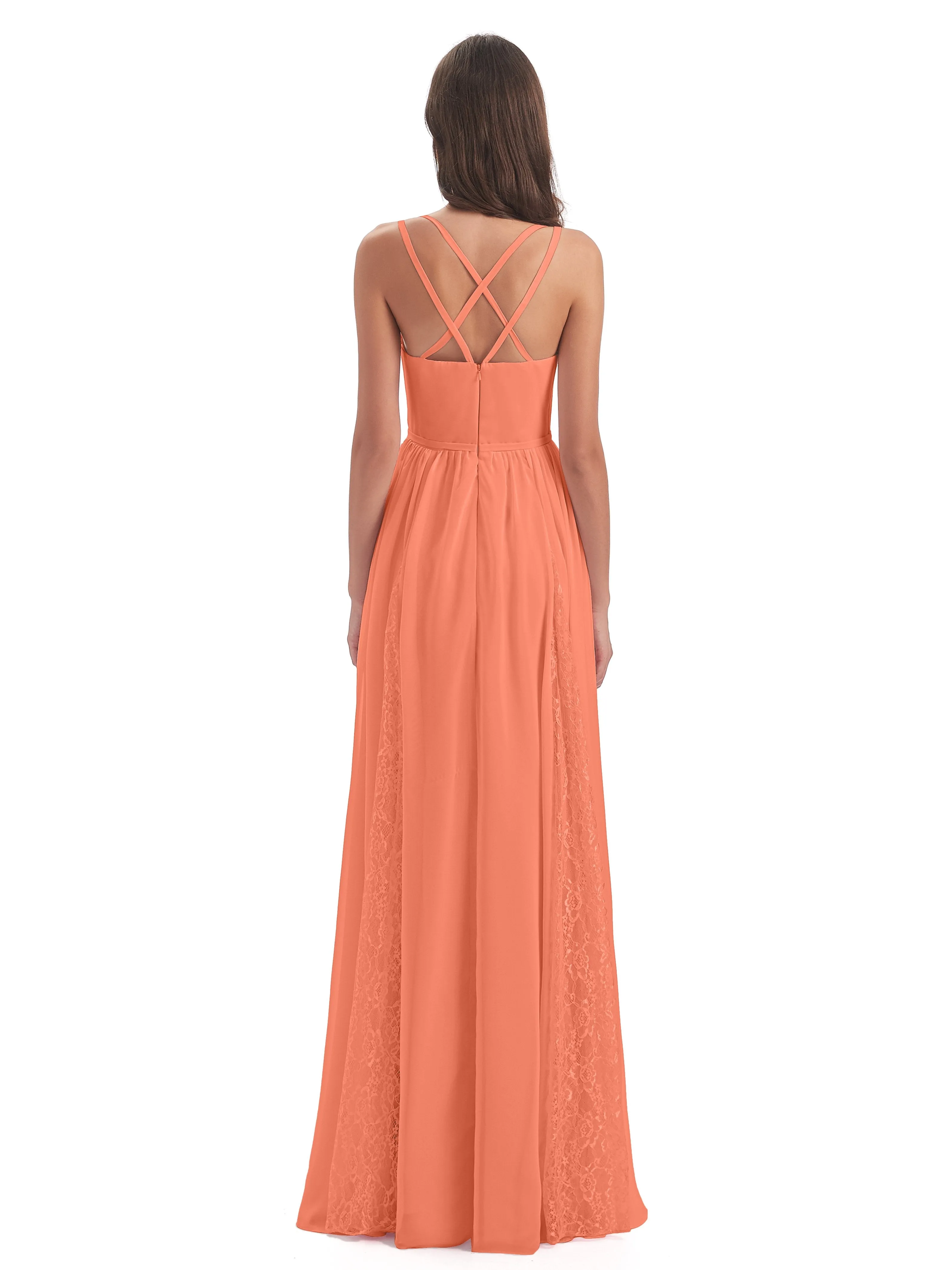 Eleanor Cute V-neck Long Bridesmaid Dresses