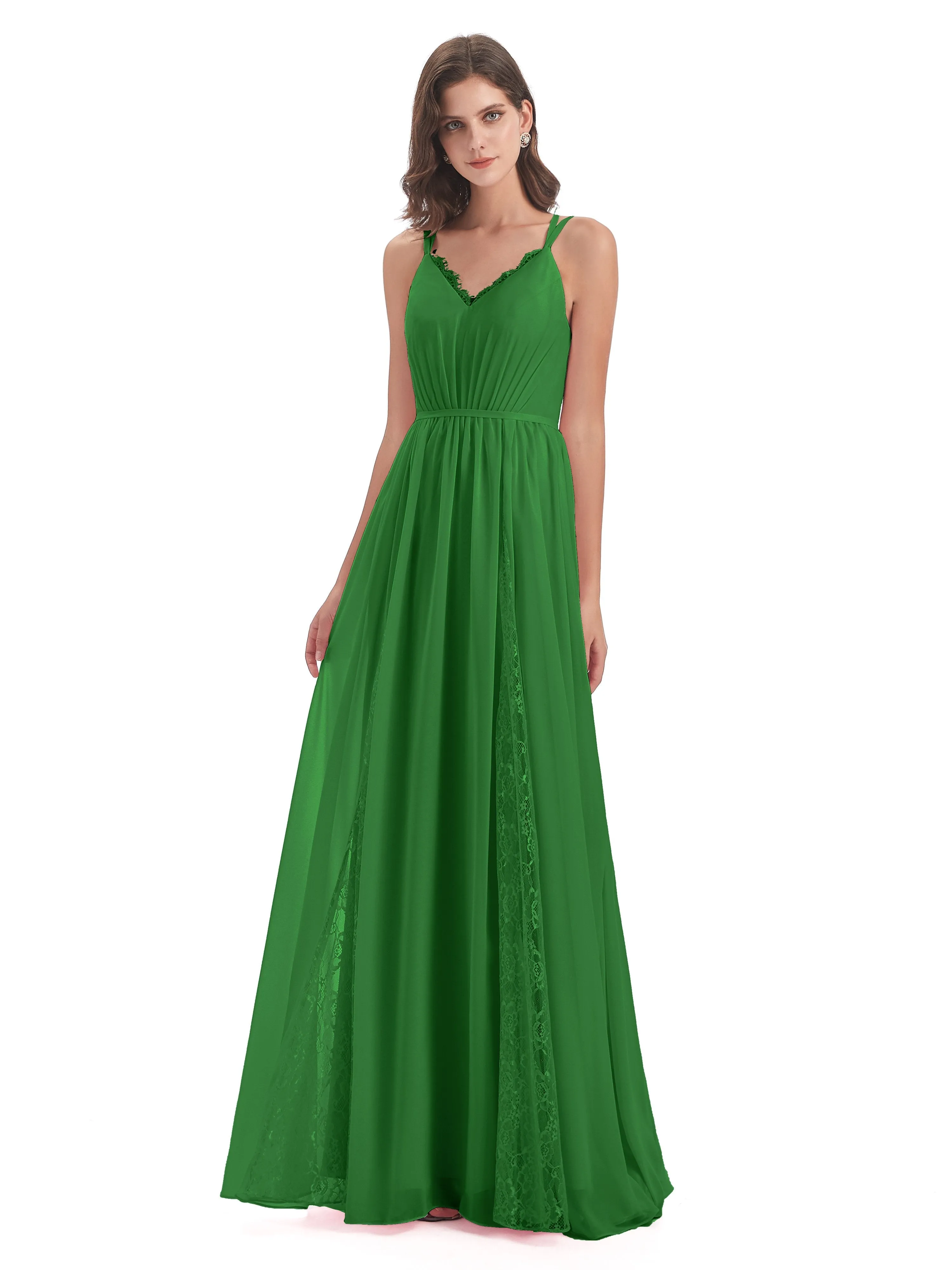 Eleanor Cute V-neck Long Bridesmaid Dresses