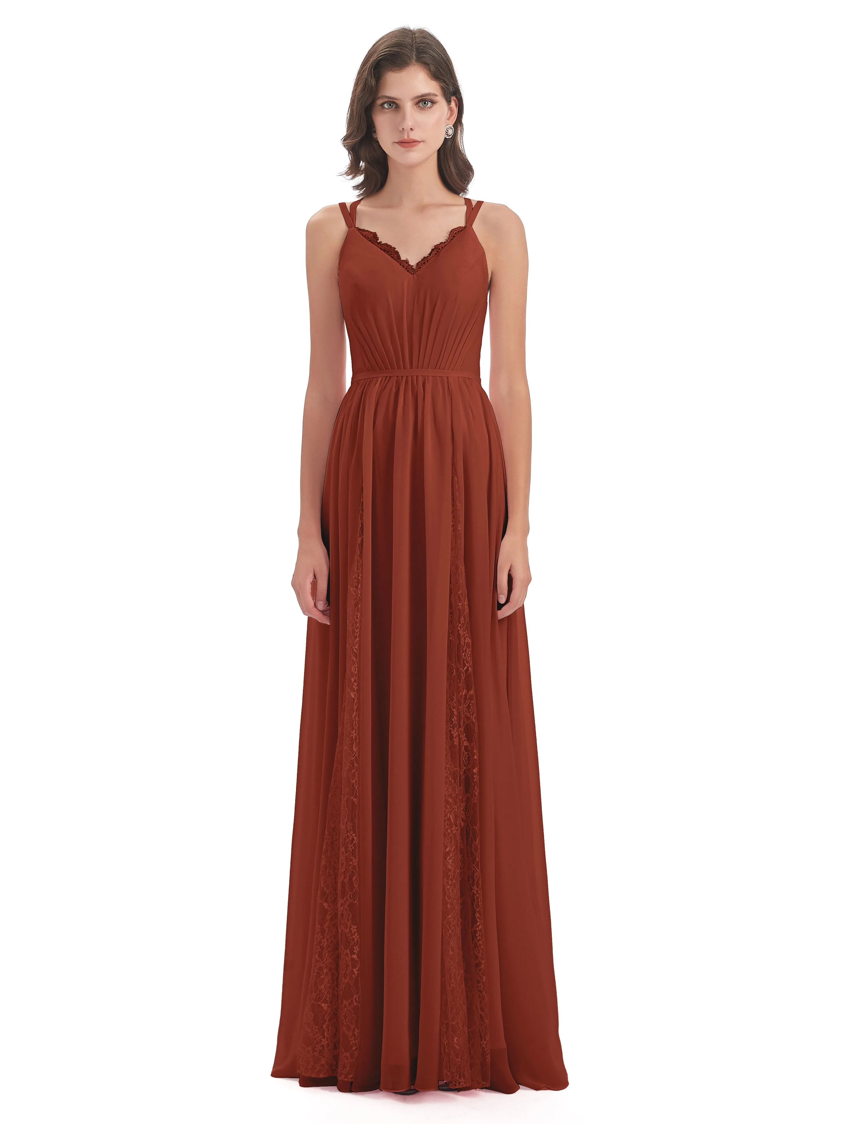 Eleanor Cute V-neck Long Bridesmaid Dresses