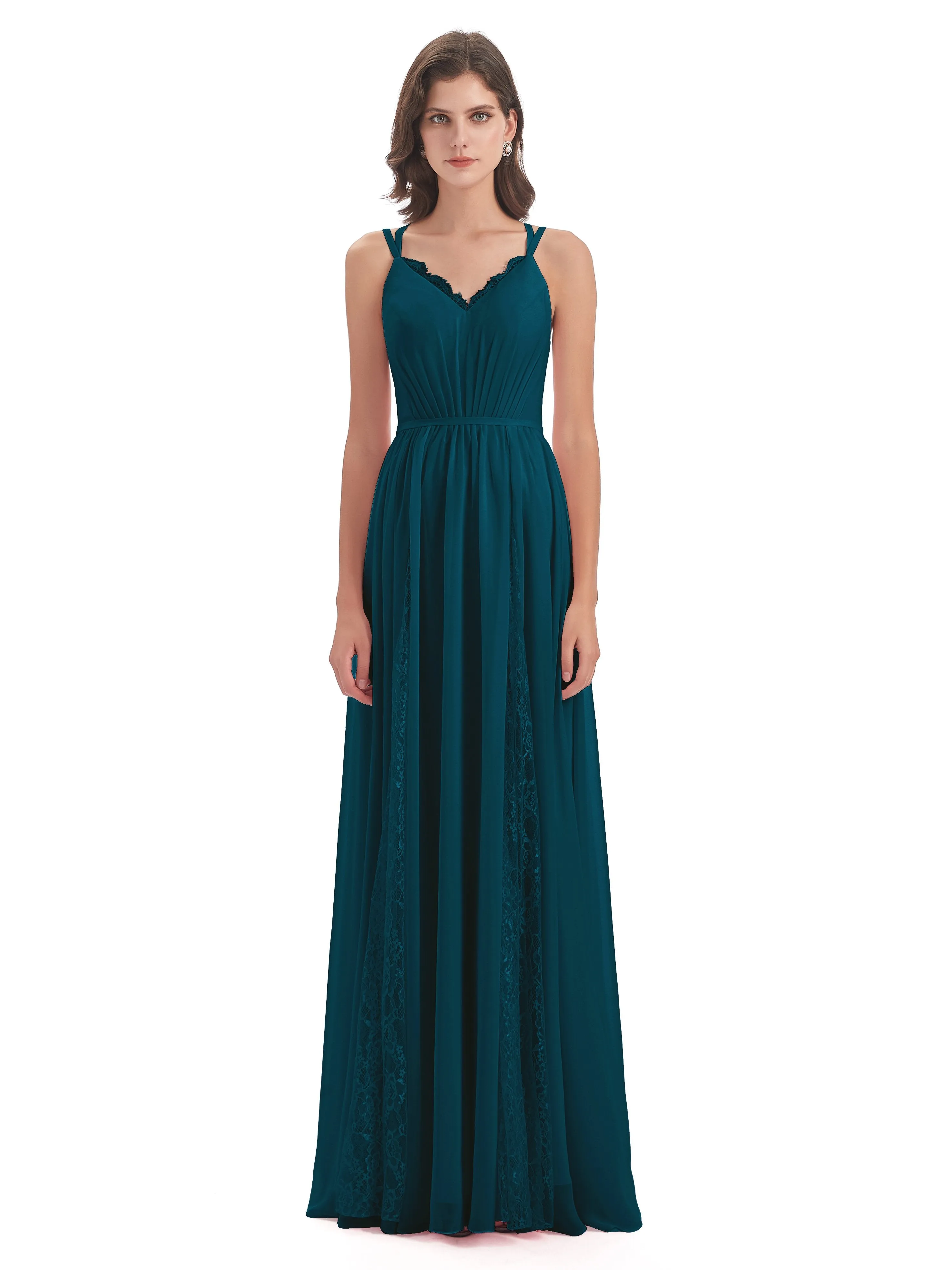 Eleanor Cute V-neck Long Bridesmaid Dresses