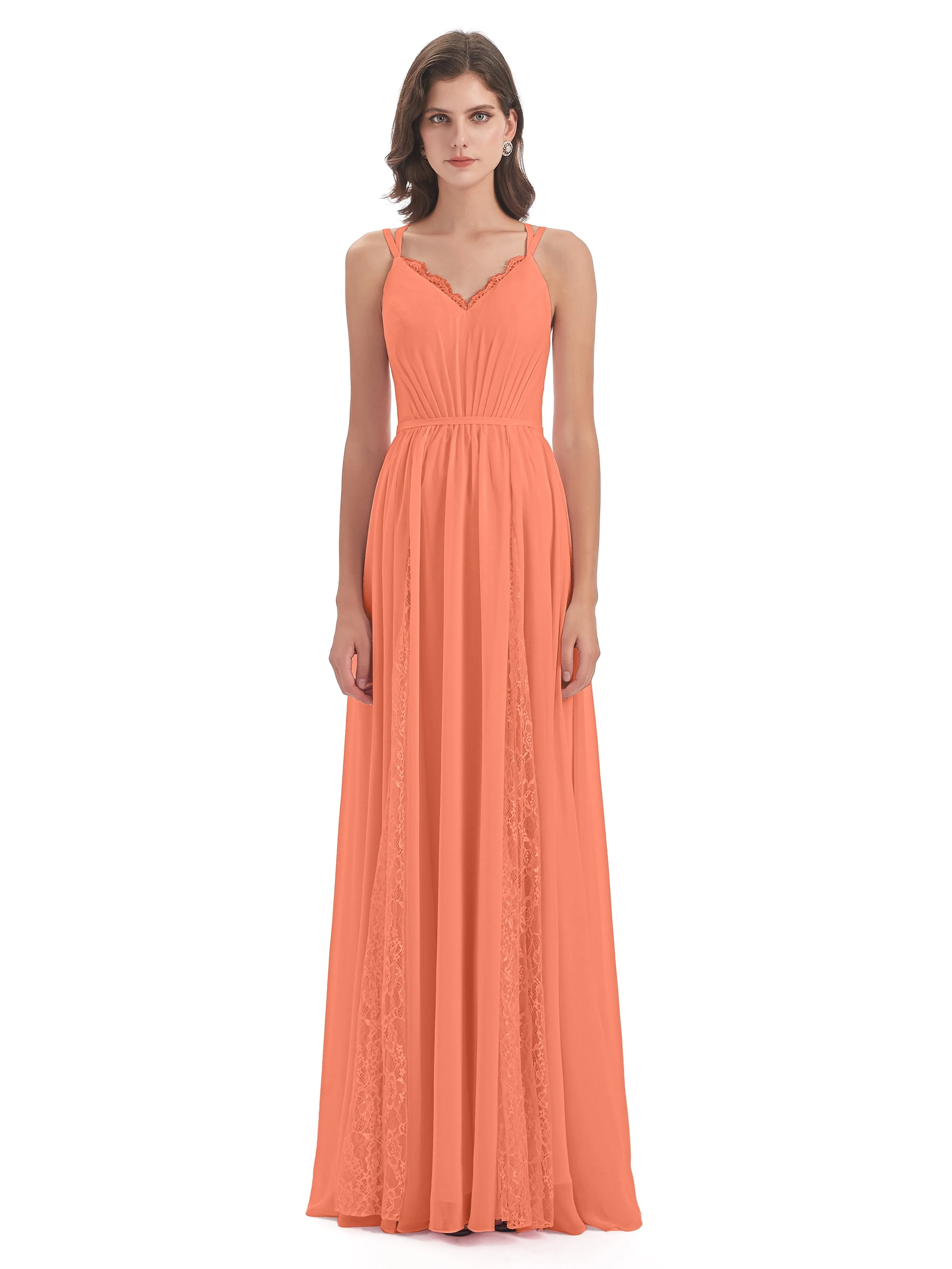 Eleanor Cute V-neck Long Bridesmaid Dresses