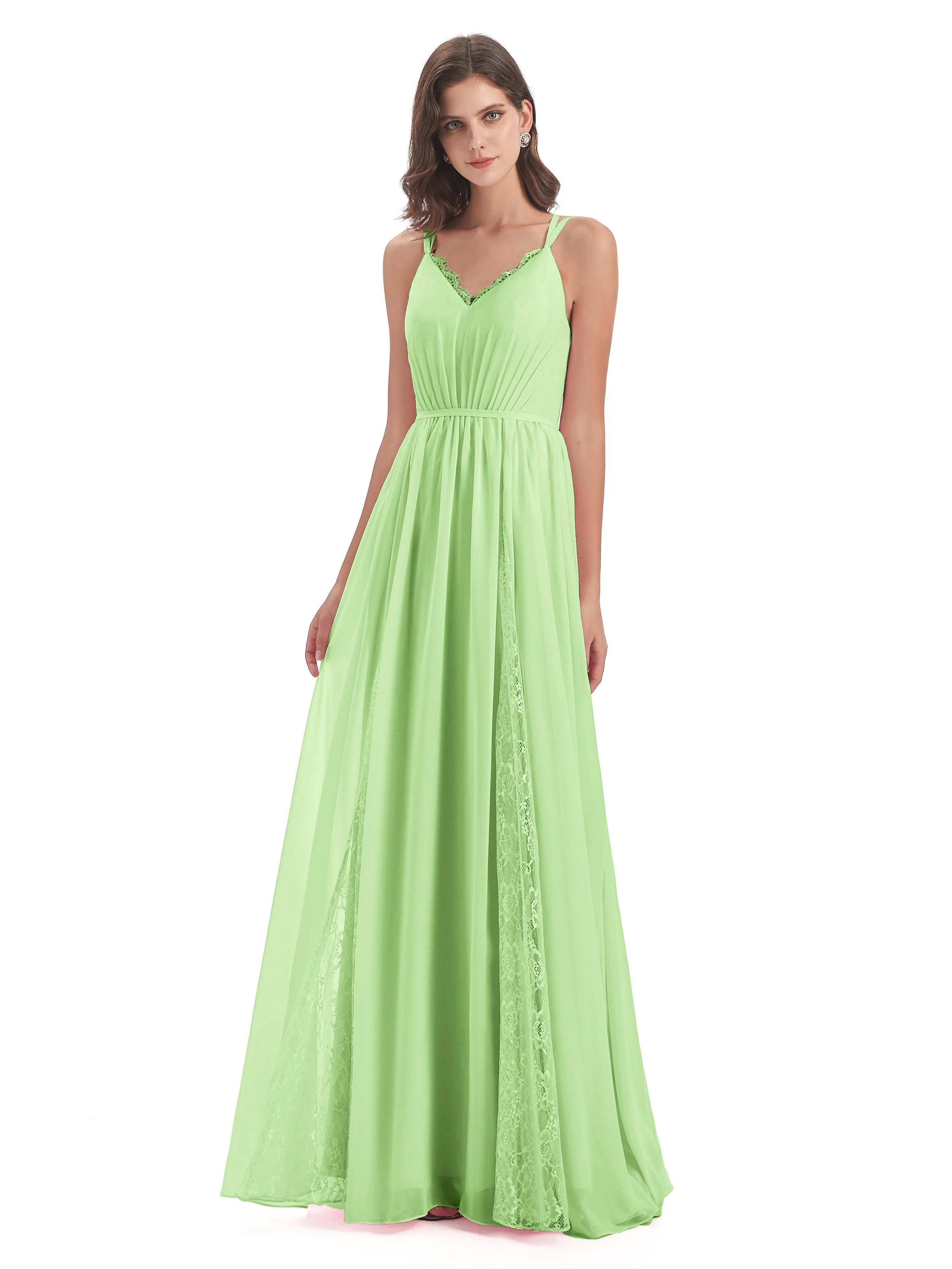 Eleanor Cute V-neck Long Bridesmaid Dresses