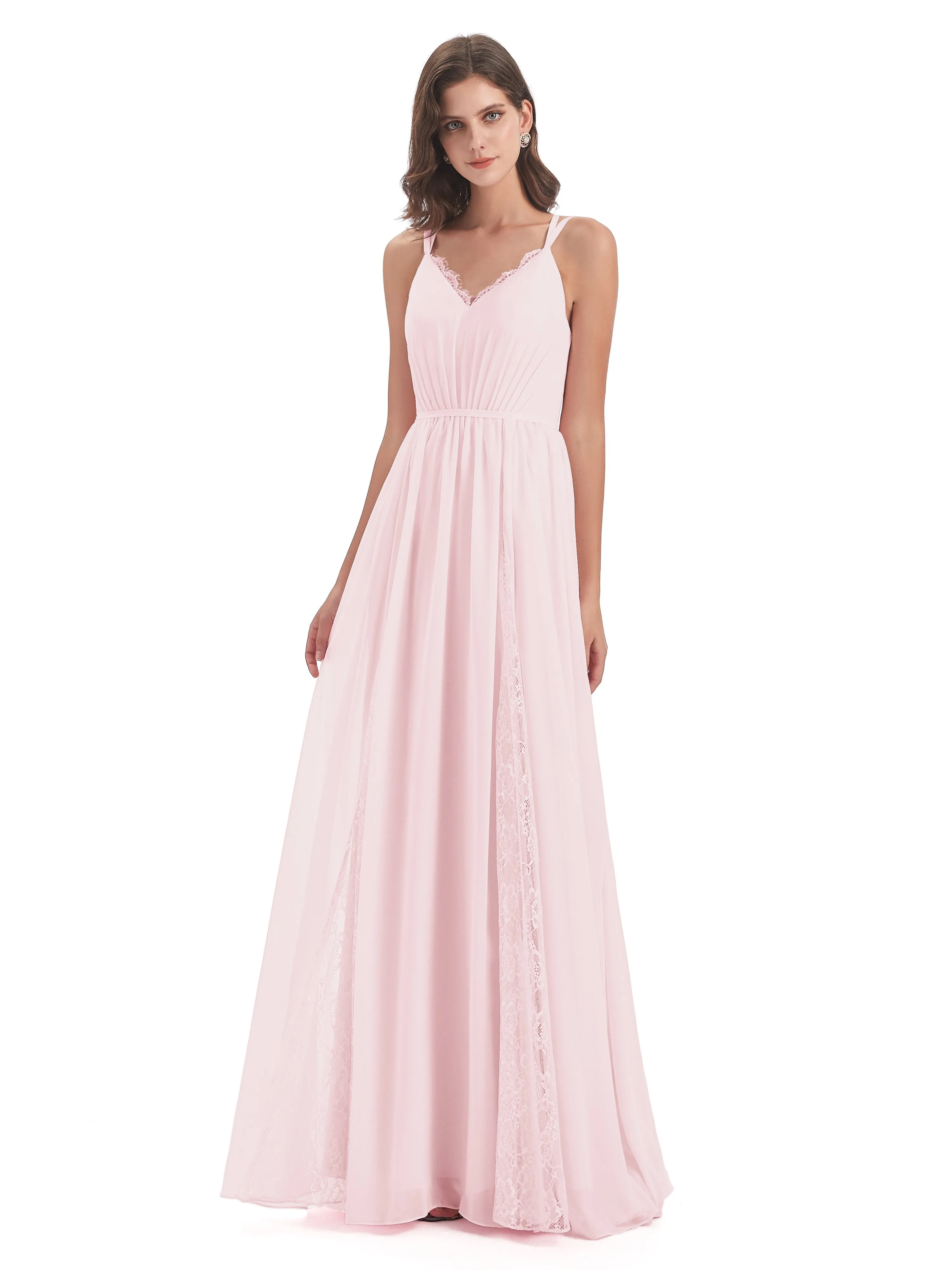 Eleanor Cute V-neck Long Bridesmaid Dresses