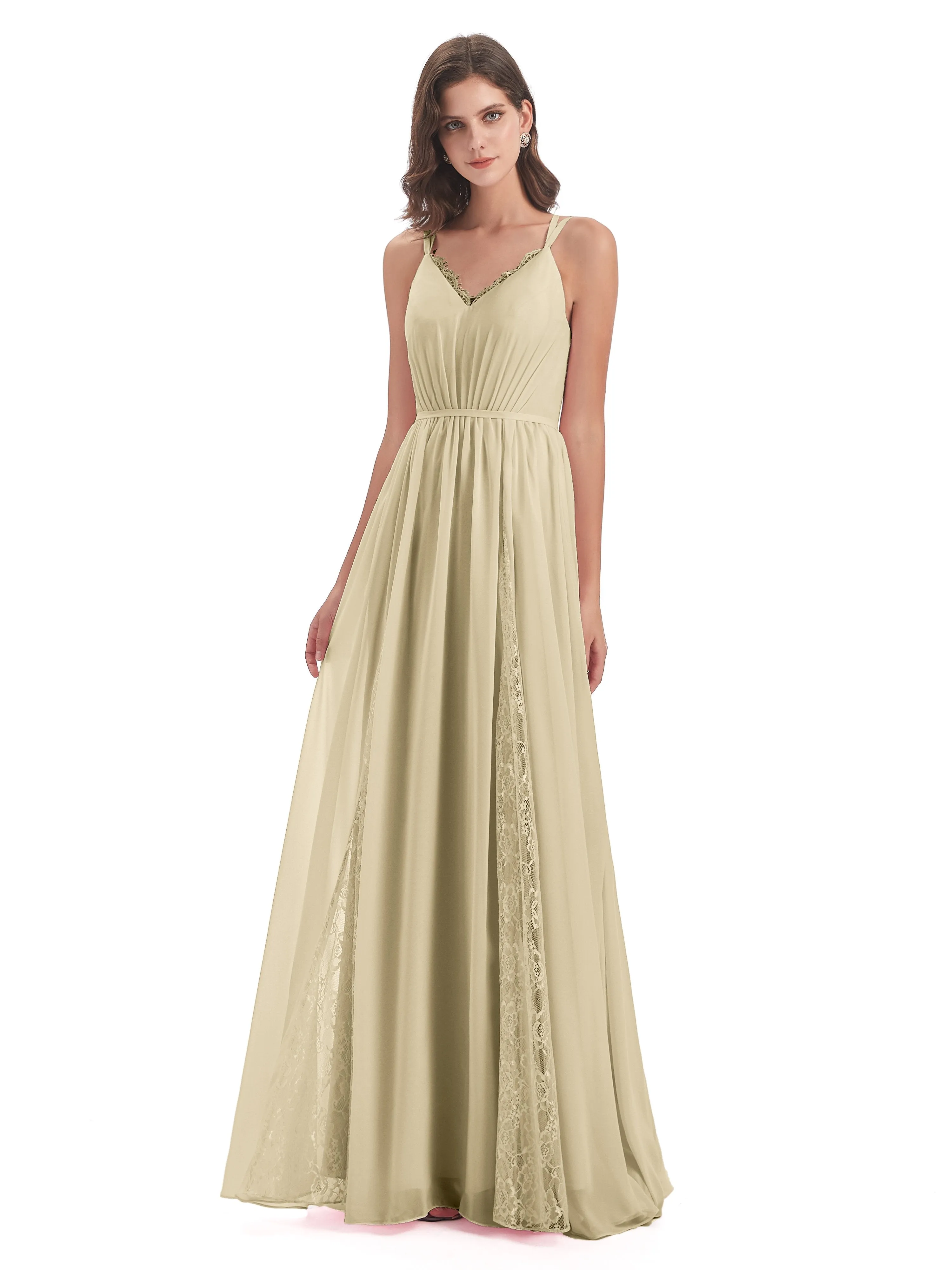 Eleanor Cute V-neck Long Bridesmaid Dresses