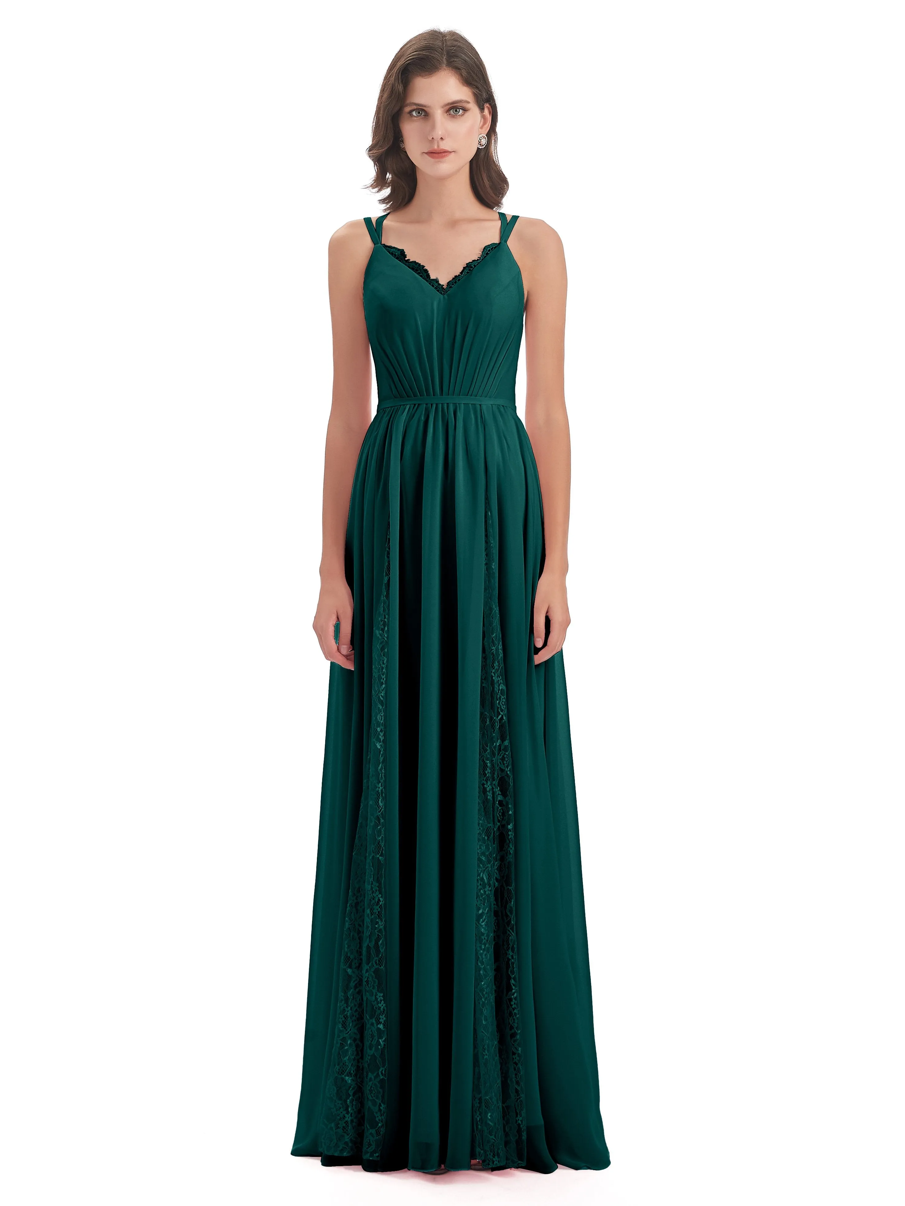 Eleanor Cute V-neck Long Bridesmaid Dresses