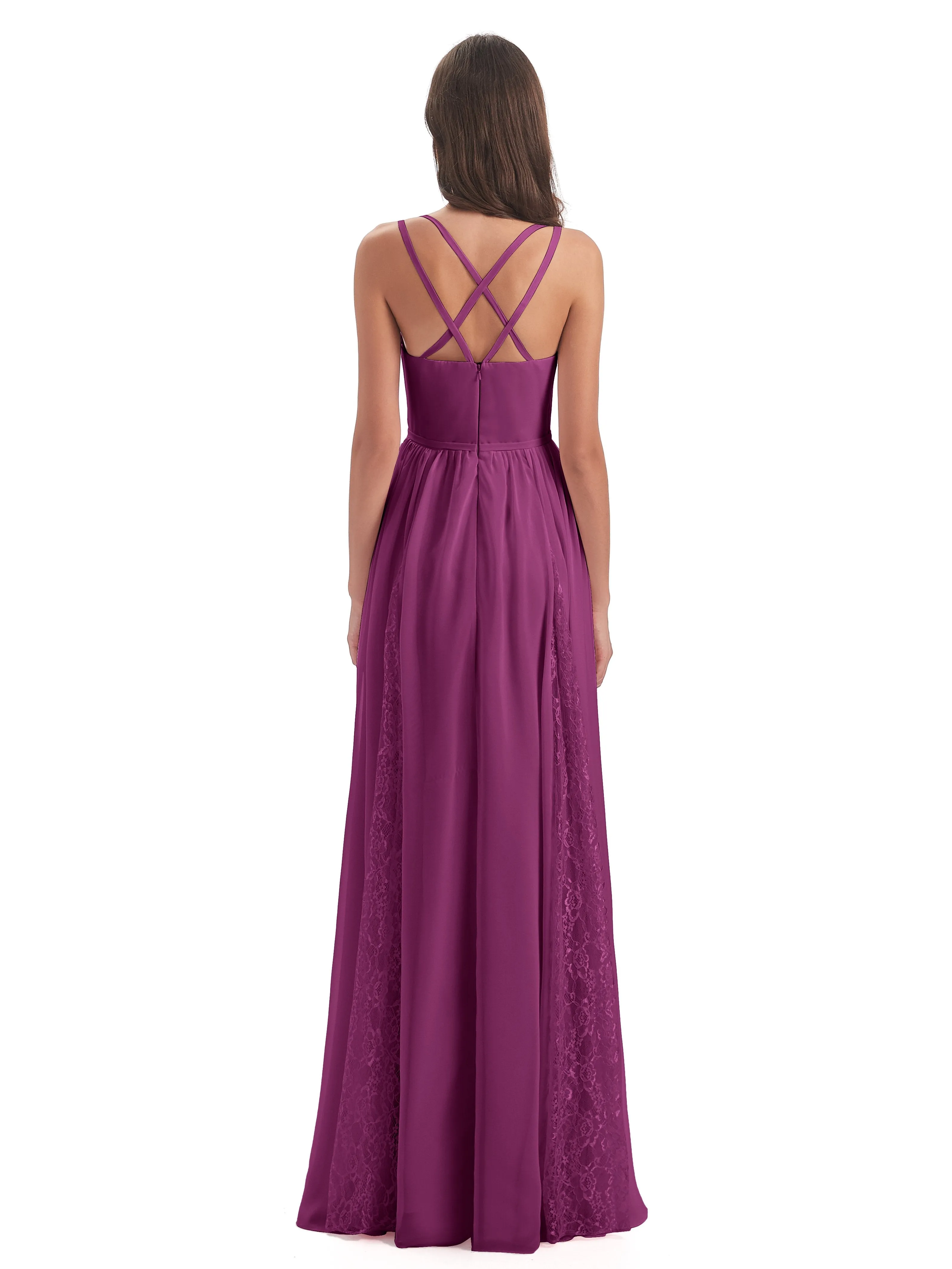 Eleanor Cute V-neck Long Bridesmaid Dresses