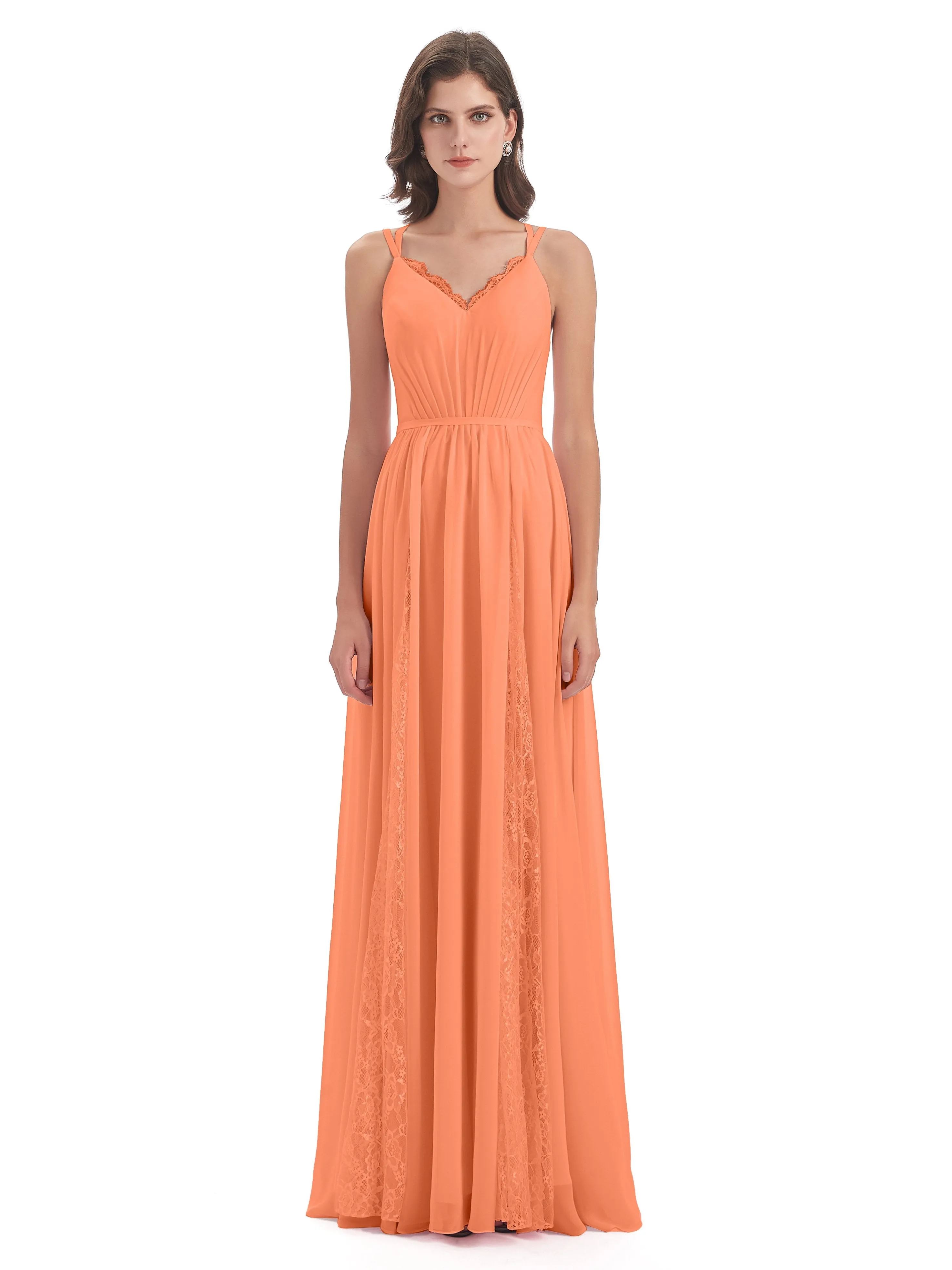 Eleanor Cute V-neck Long Bridesmaid Dresses