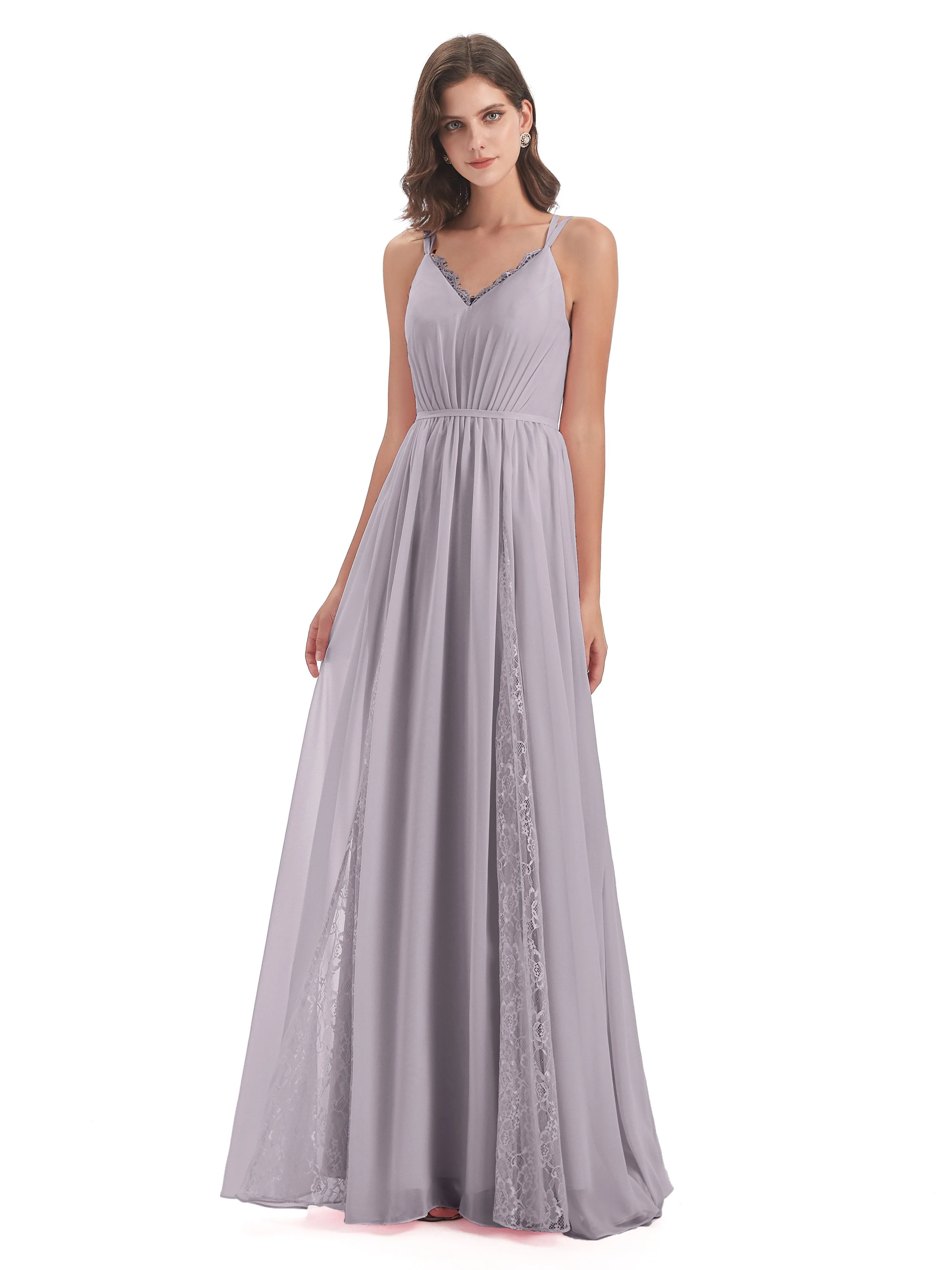 Eleanor Cute V-neck Long Bridesmaid Dresses