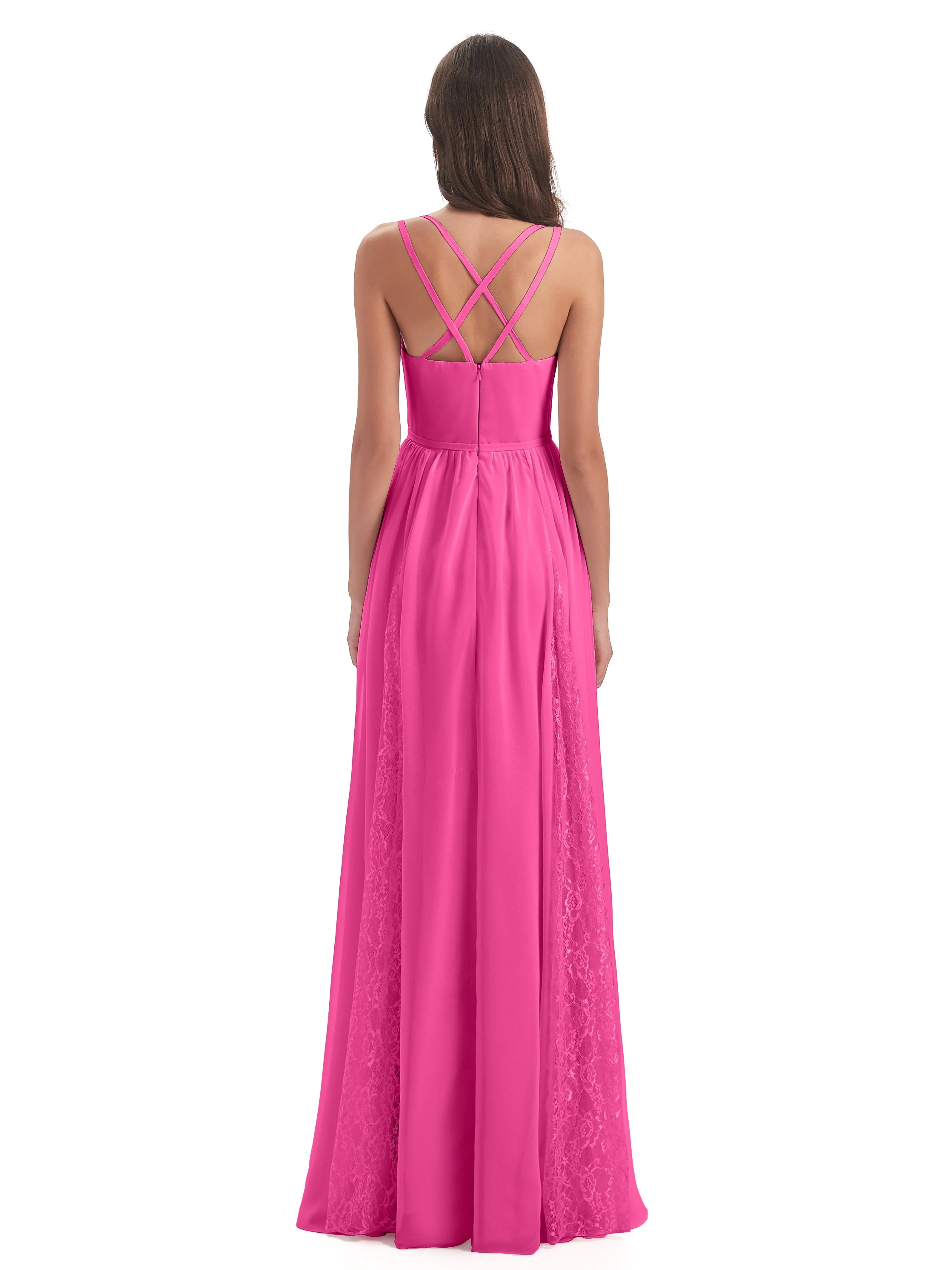 Eleanor Cute V-neck Long Bridesmaid Dresses