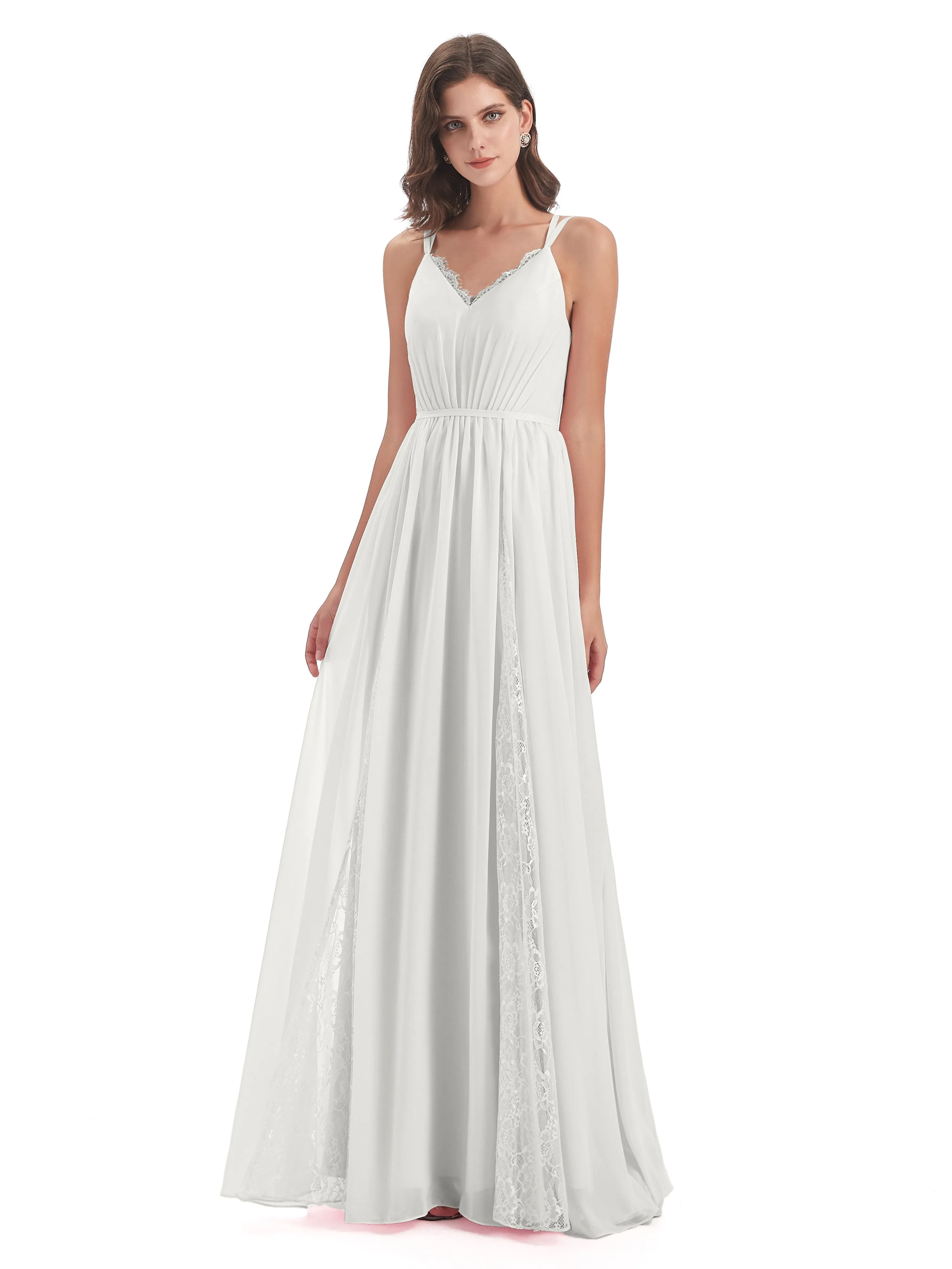 Eleanor Cute V-neck Long Bridesmaid Dresses