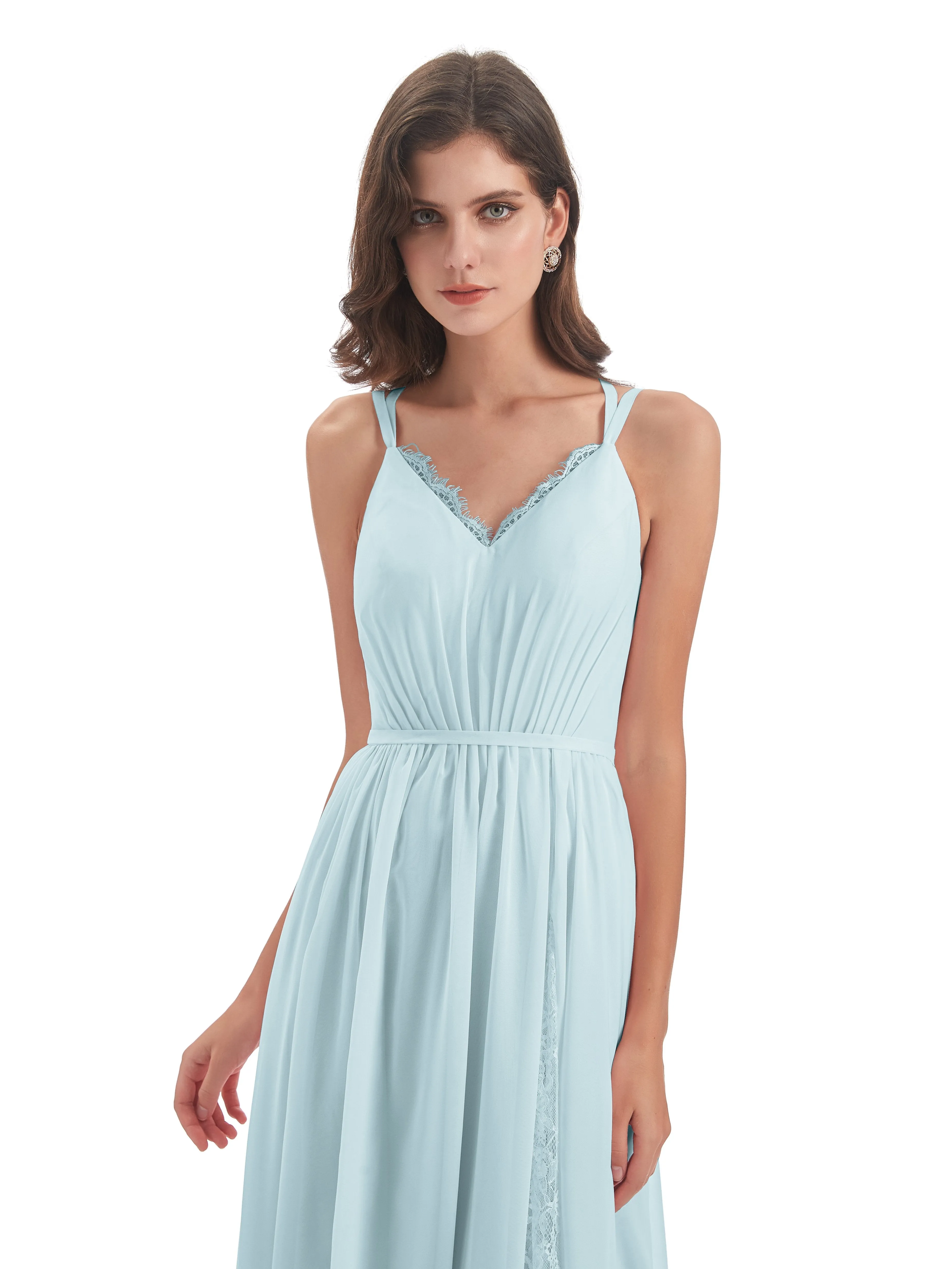 Eleanor Cute V-neck Long Bridesmaid Dresses