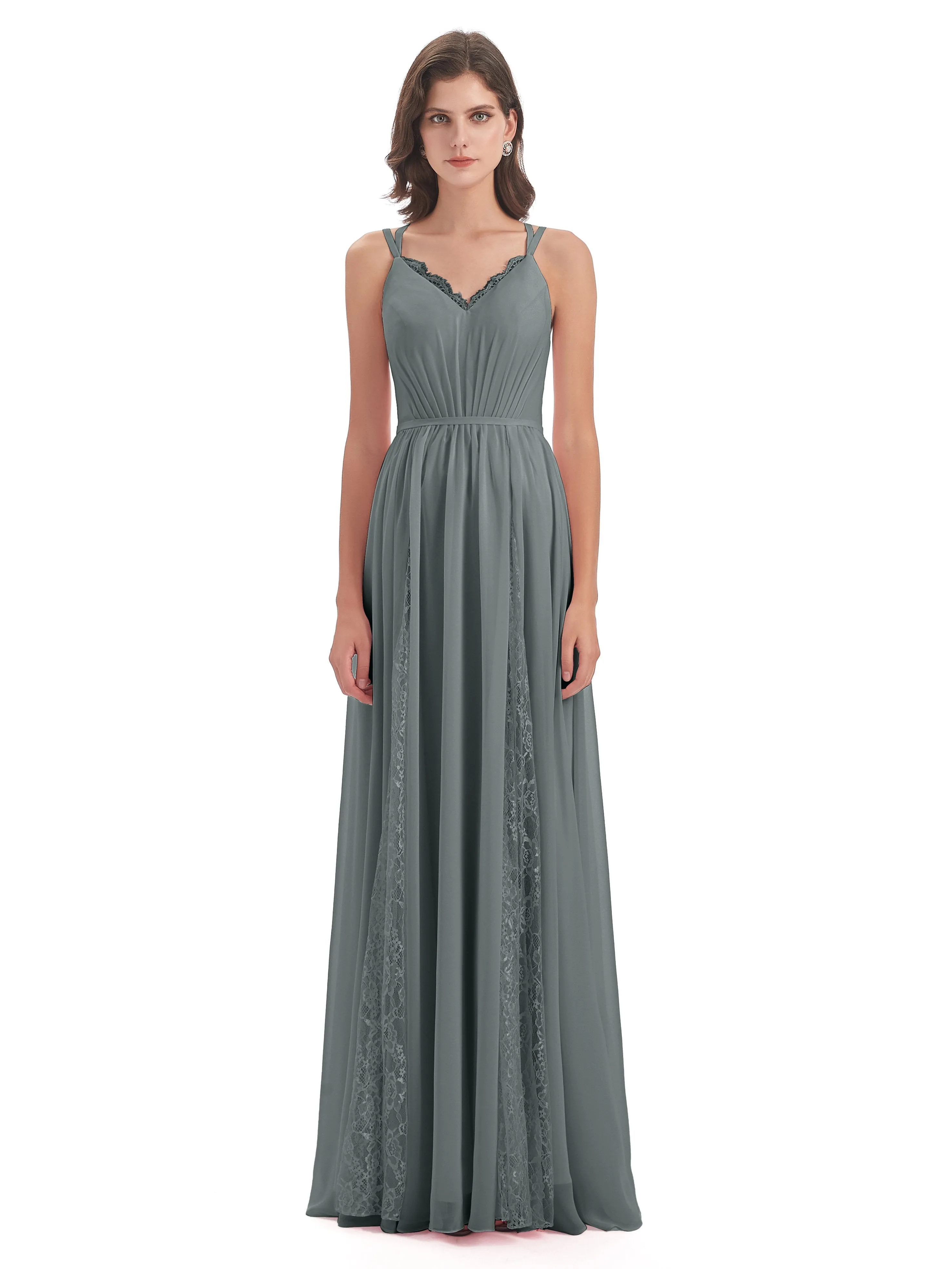 Eleanor Cute V-neck Long Bridesmaid Dresses