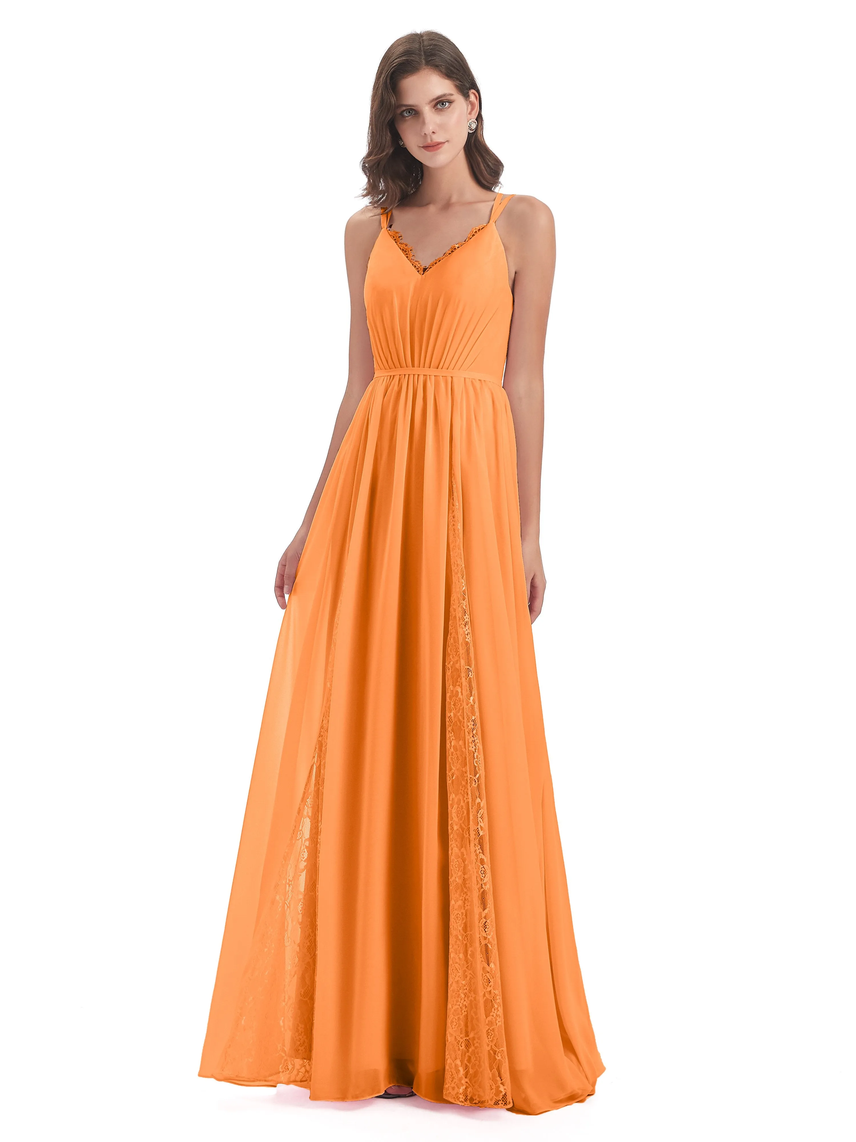 Eleanor Cute V-neck Long Bridesmaid Dresses