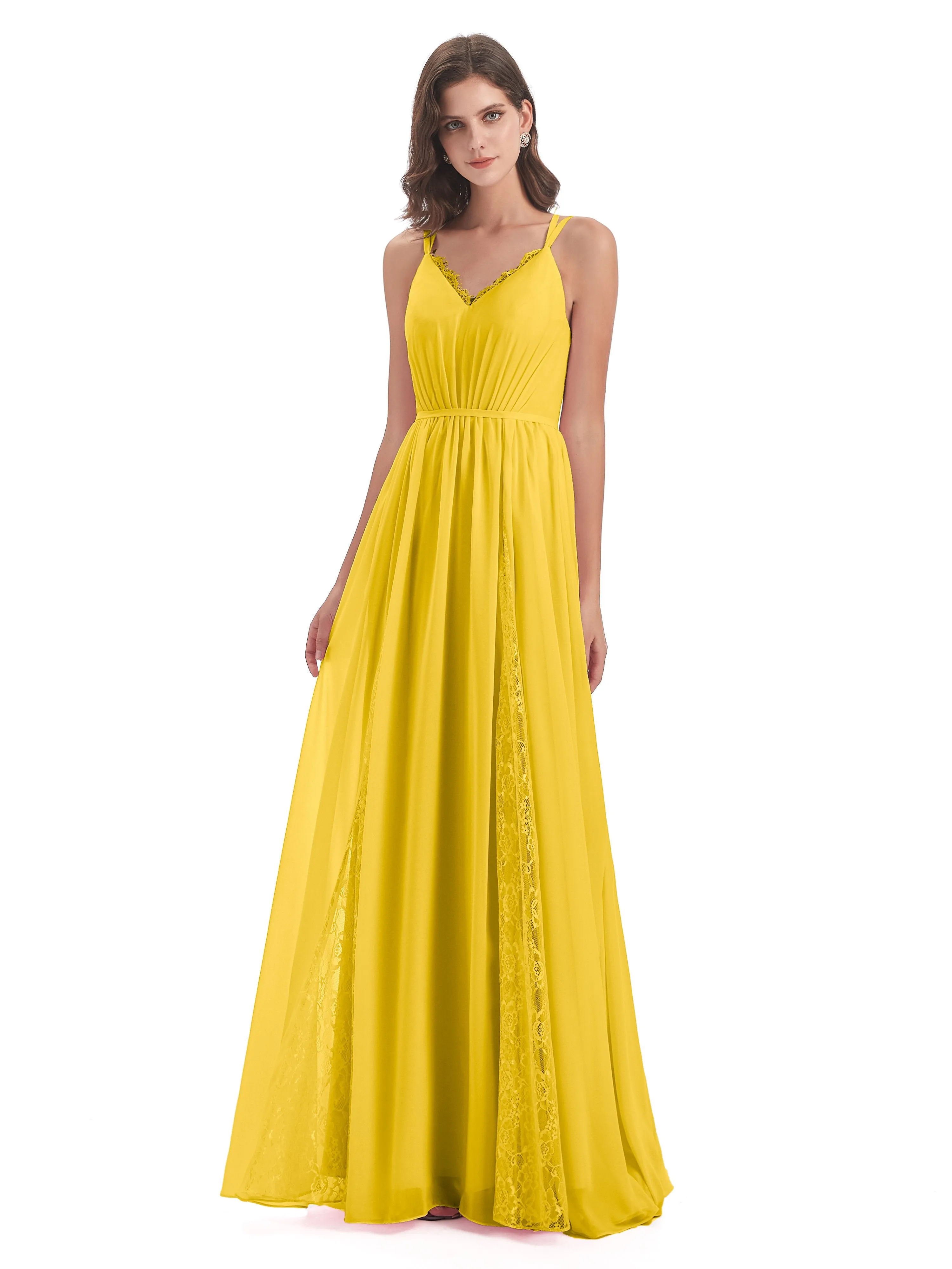 Eleanor Cute V-neck Long Bridesmaid Dresses