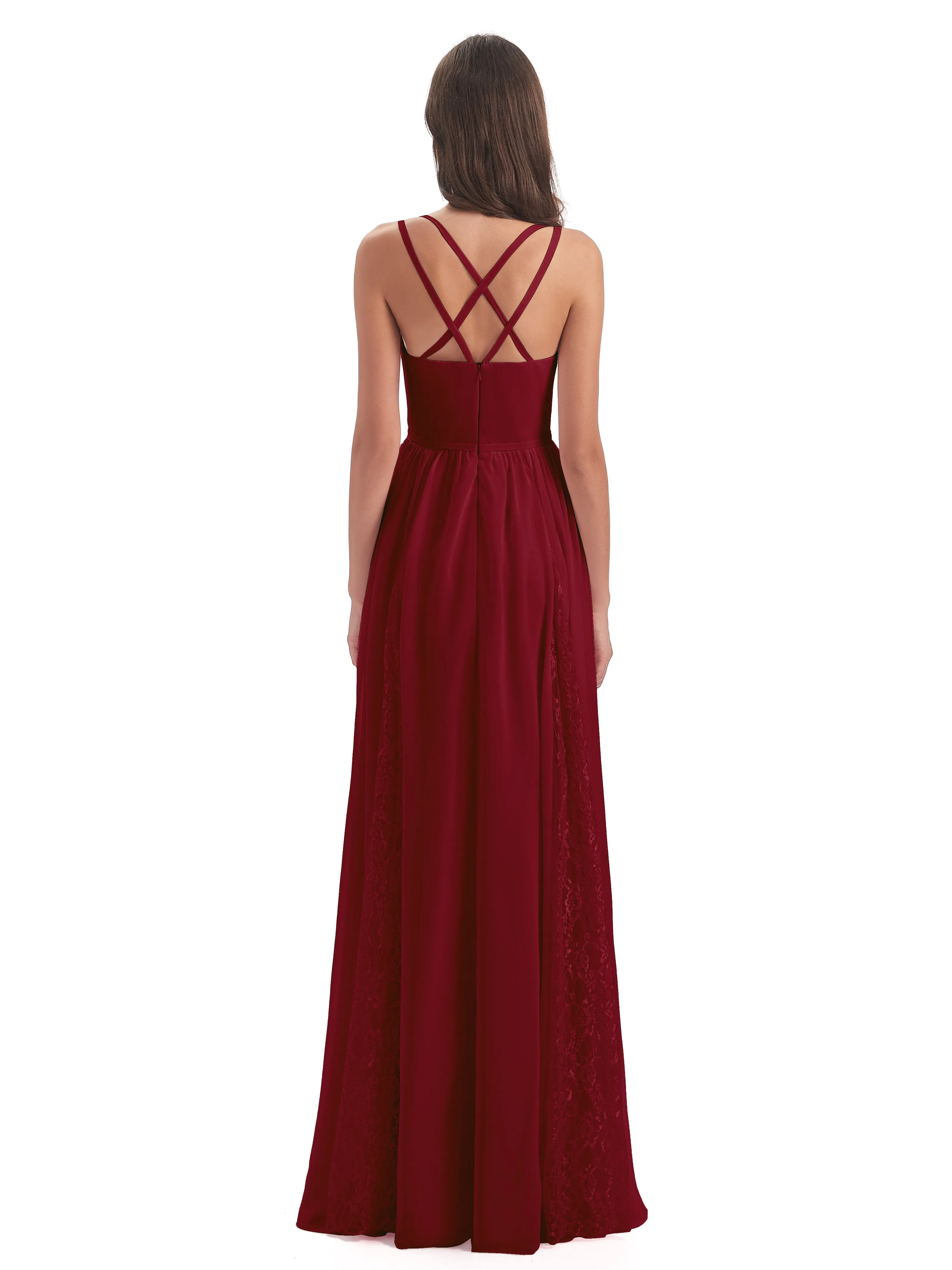 Eleanor Cute V-neck Long Bridesmaid Dresses