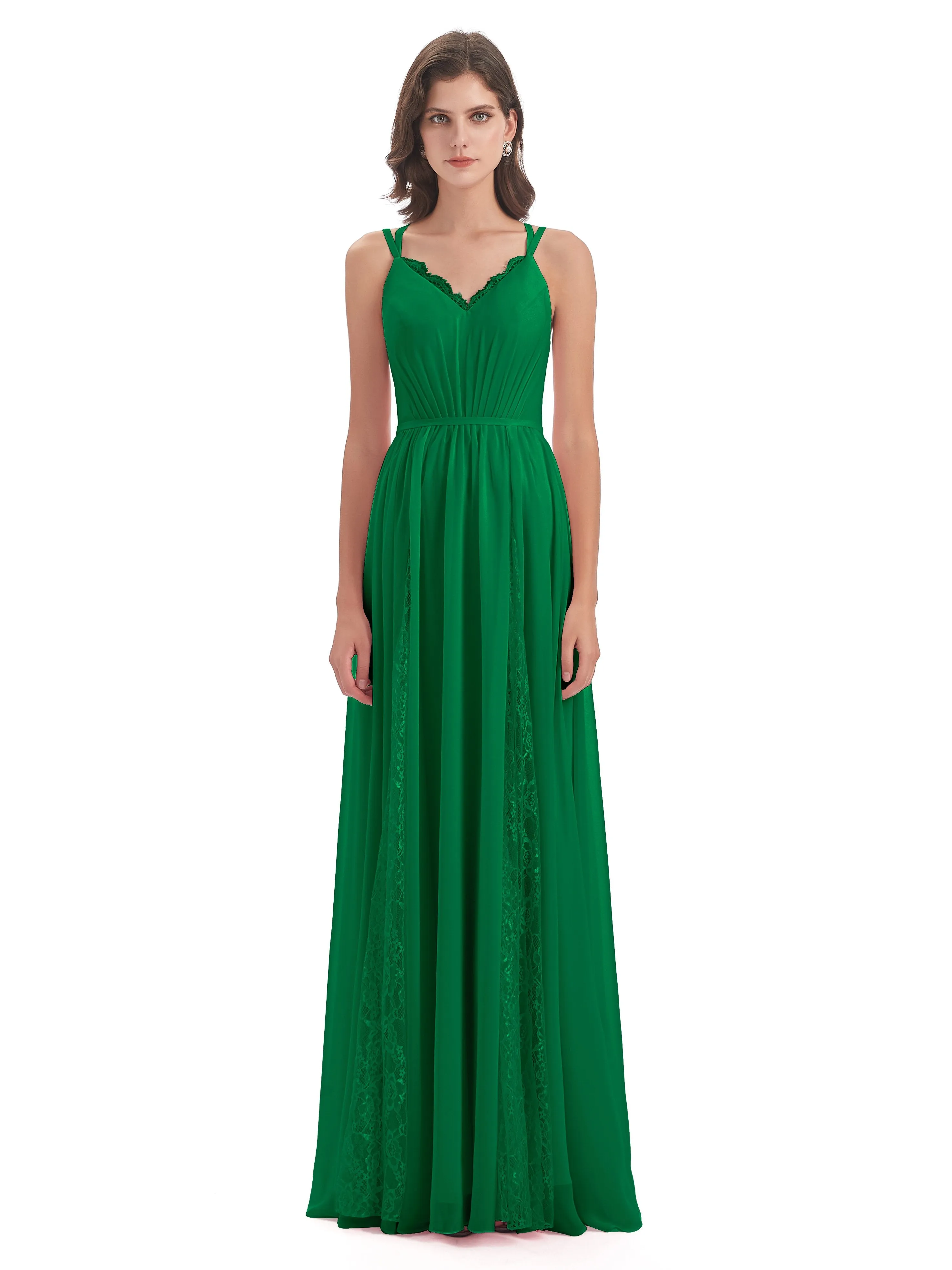 Eleanor Cute V-neck Long Bridesmaid Dresses