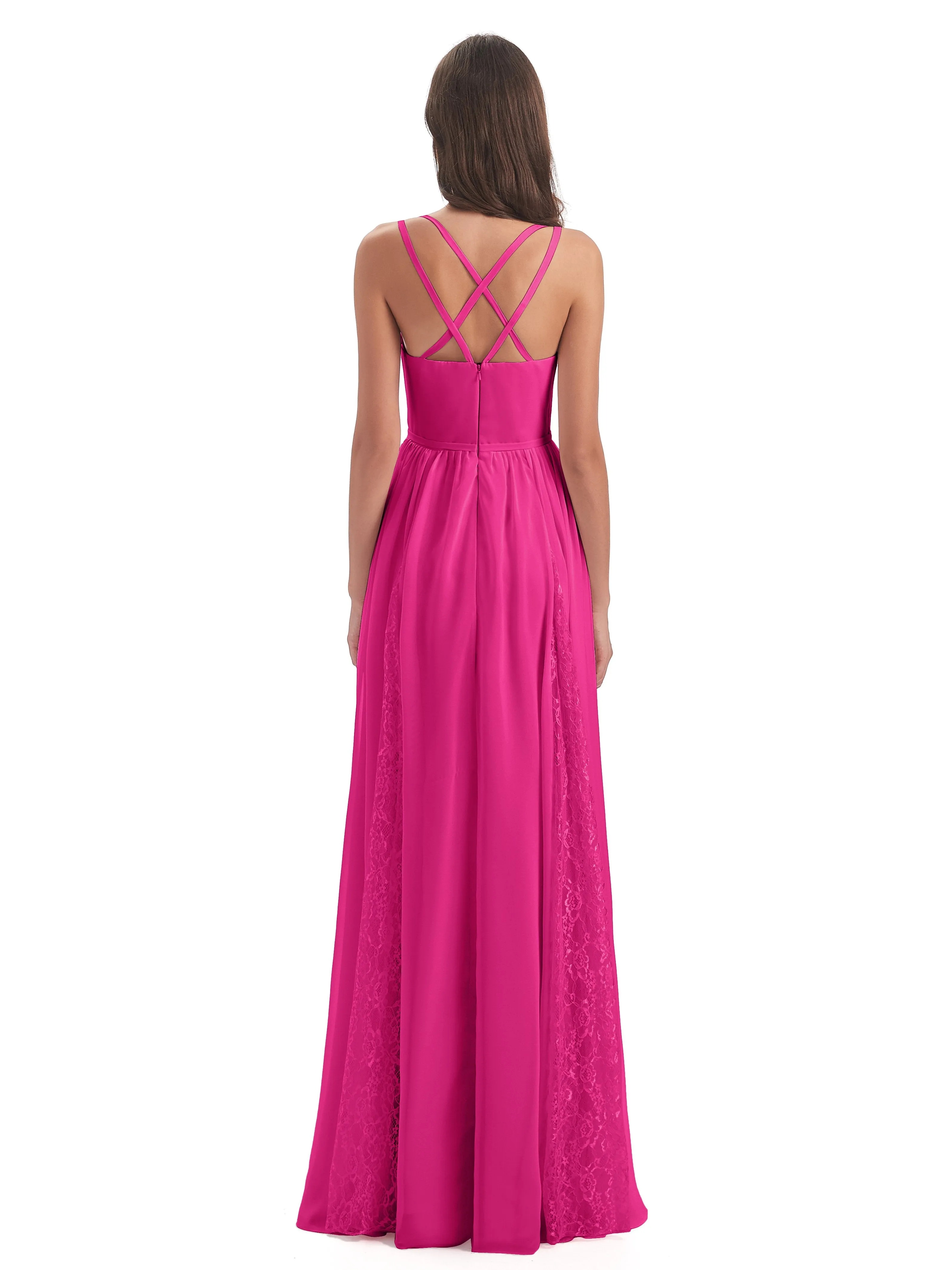 Eleanor Cute V-neck Long Bridesmaid Dresses