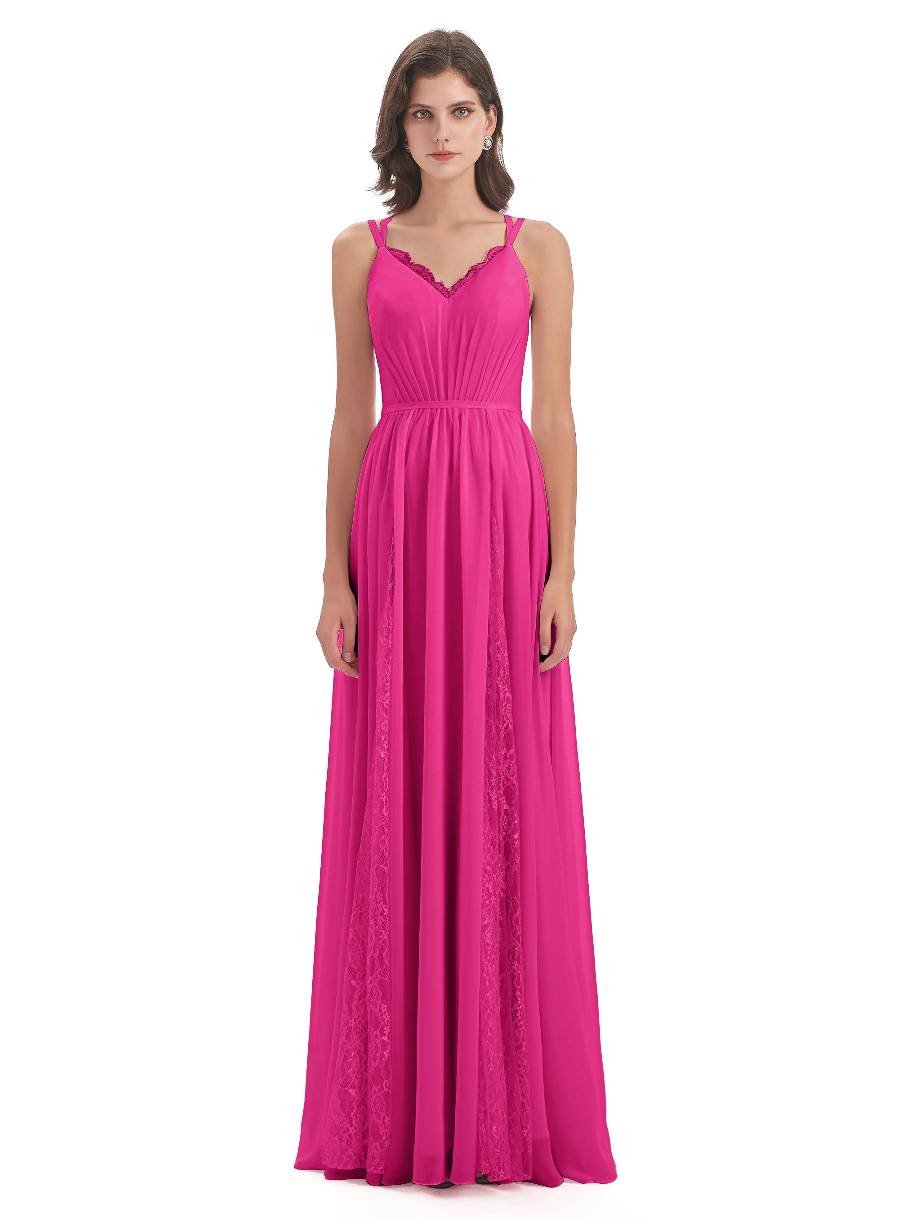 Eleanor Cute V-neck Long Bridesmaid Dresses