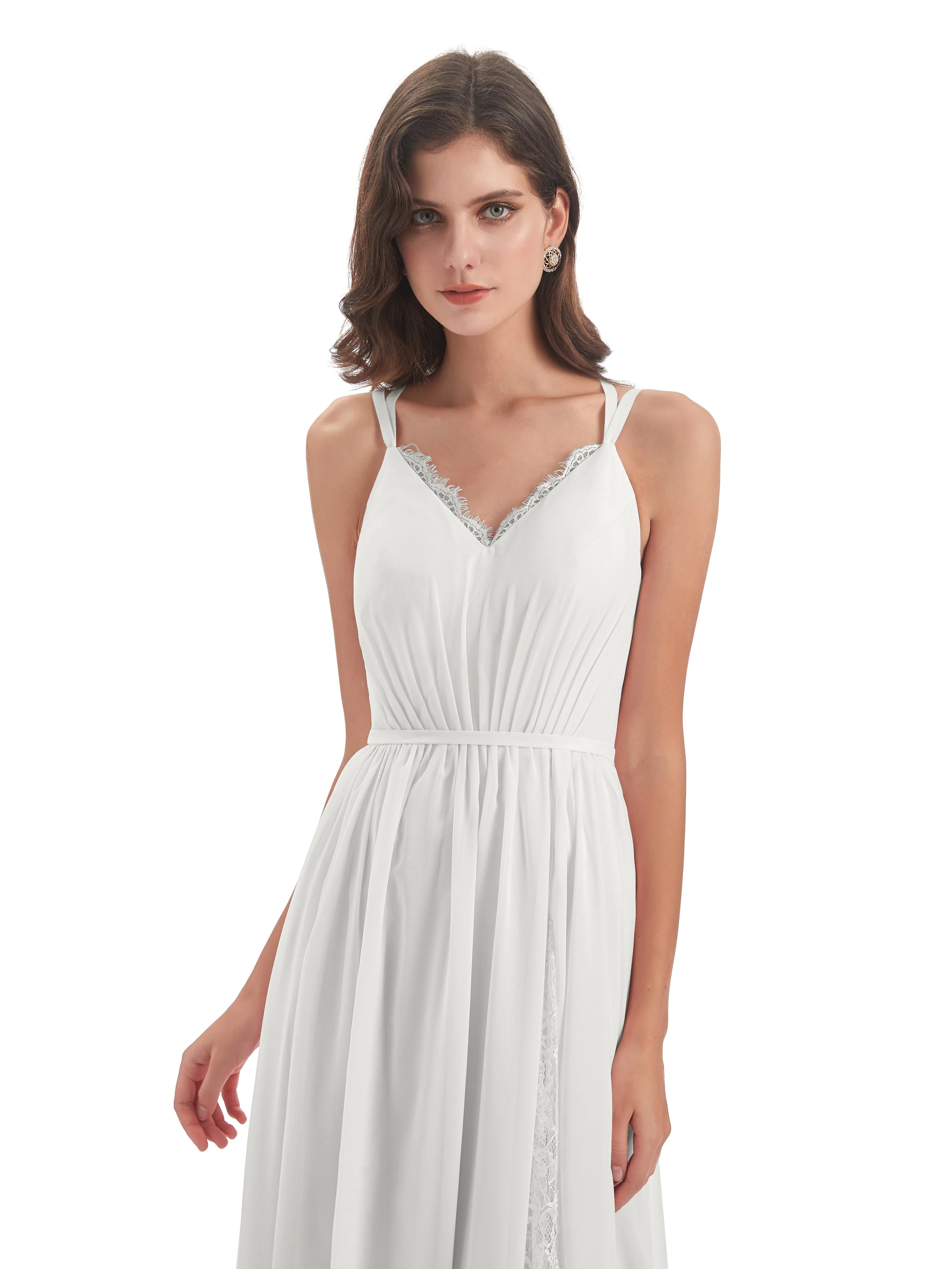 Eleanor Cute V-neck Long Bridesmaid Dresses