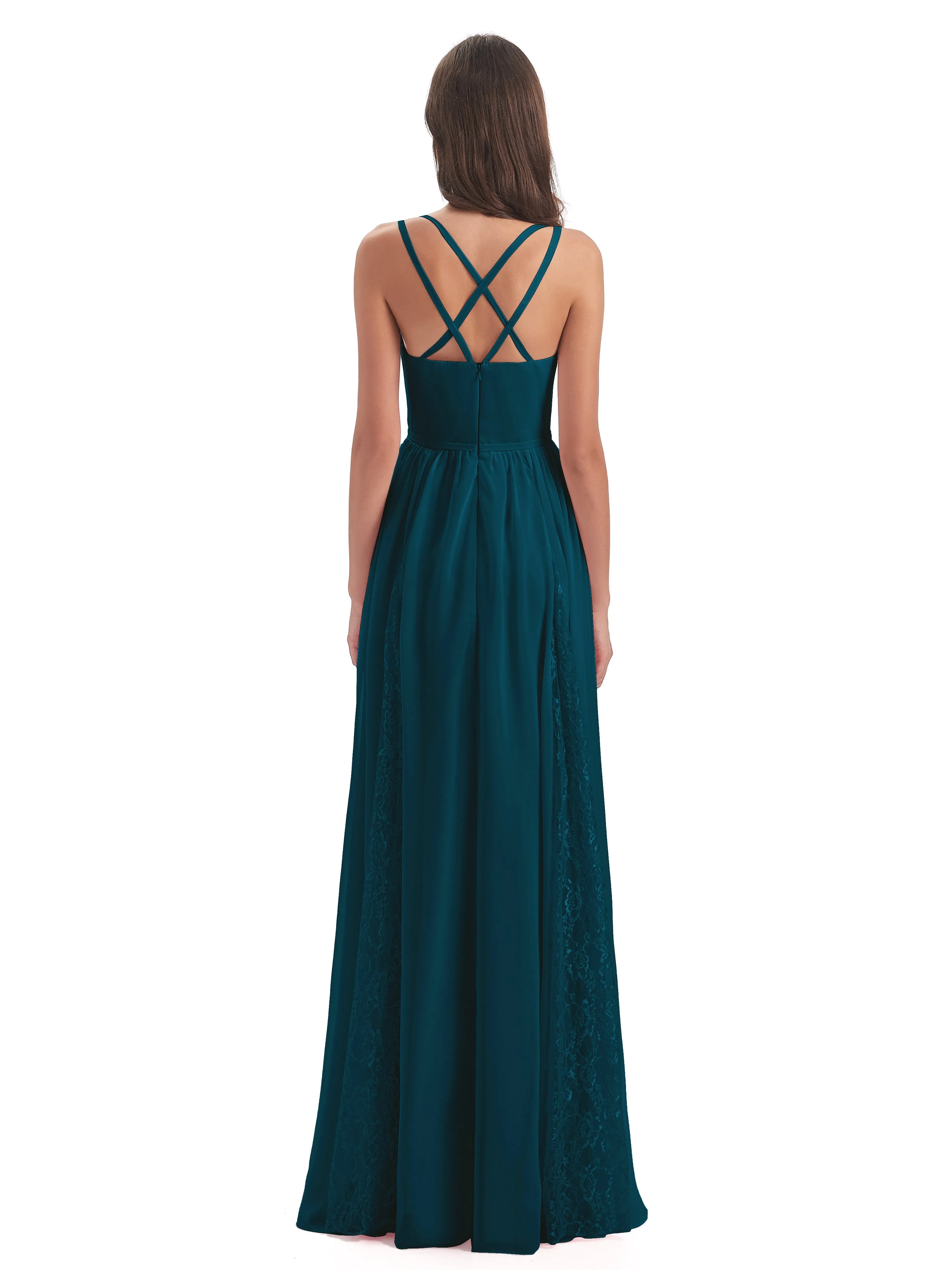 Eleanor Cute V-neck Long Bridesmaid Dresses